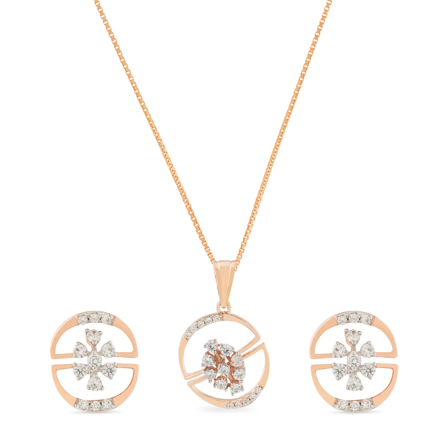 Ethereal Floral Radiance Pendant and Earring Set for Every Occasion