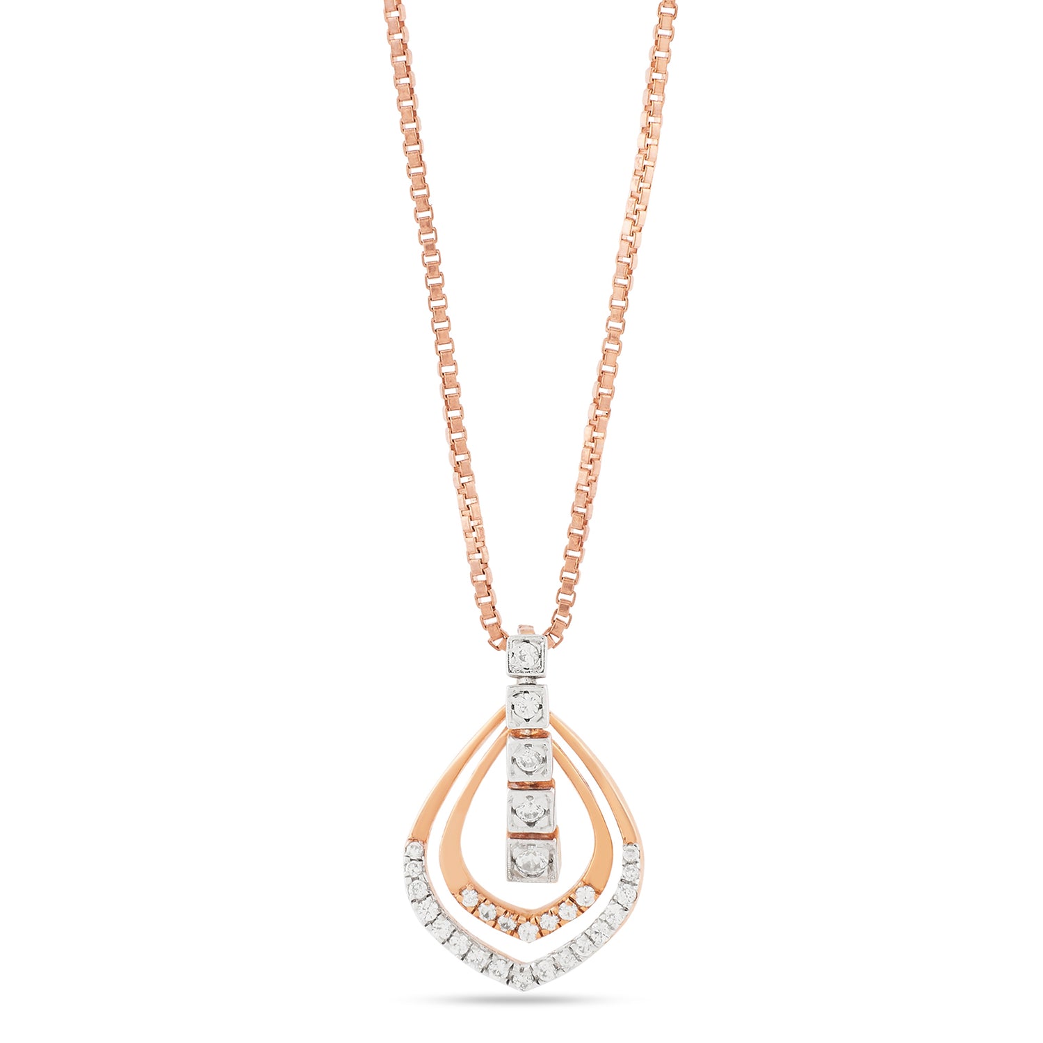 Elegant Double Teardrop Pendant With Shimmering Geometric Accents