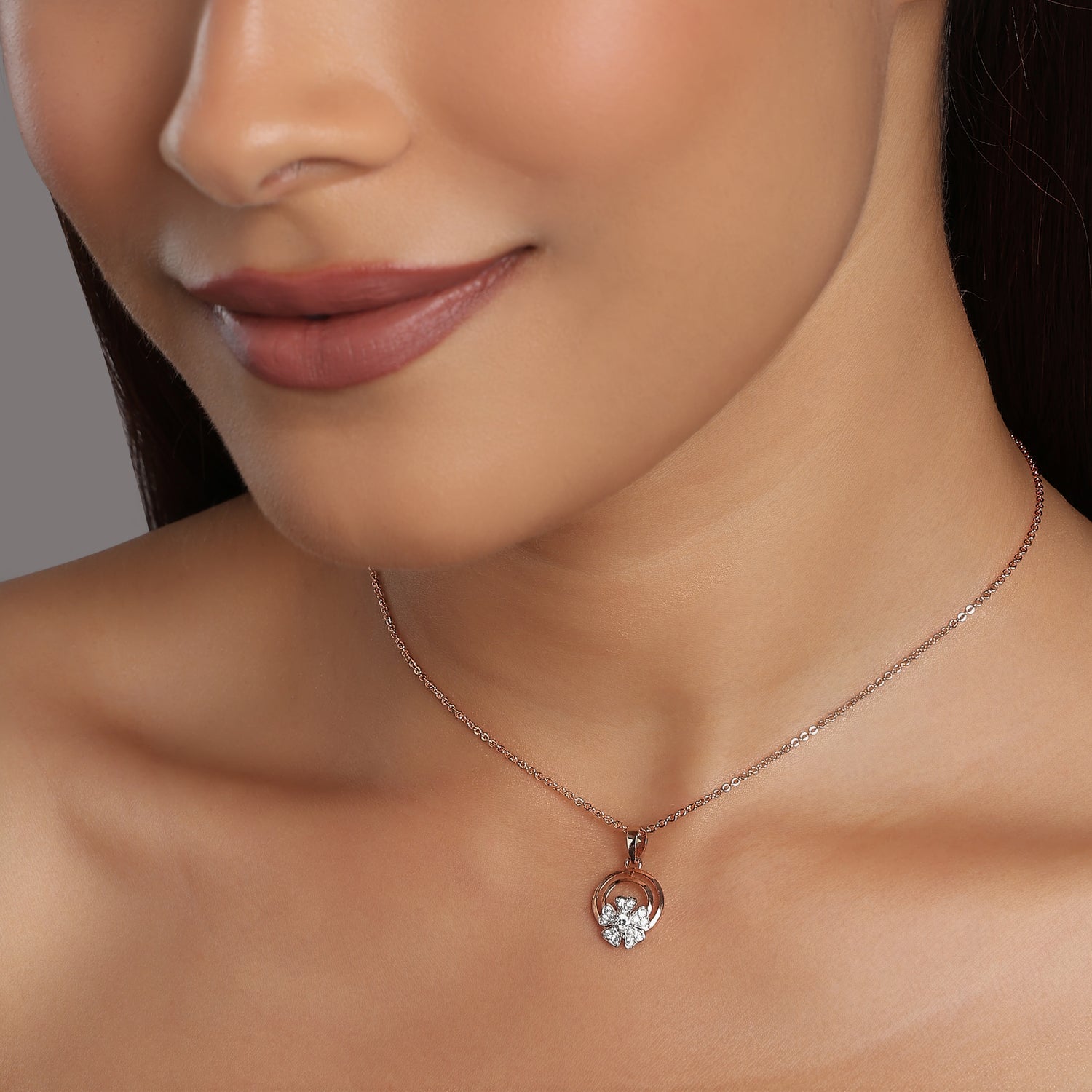 Elegant Floral Petal Pendant With Sparkling Accents