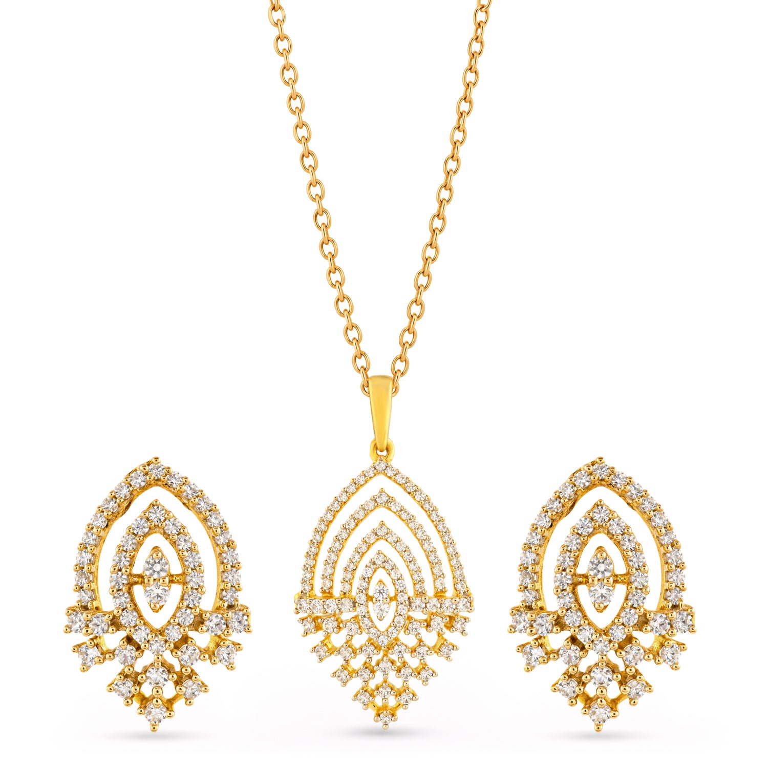 Graceful Royal Arch Pendant and Matching Stud Earrings Jewelry Set
