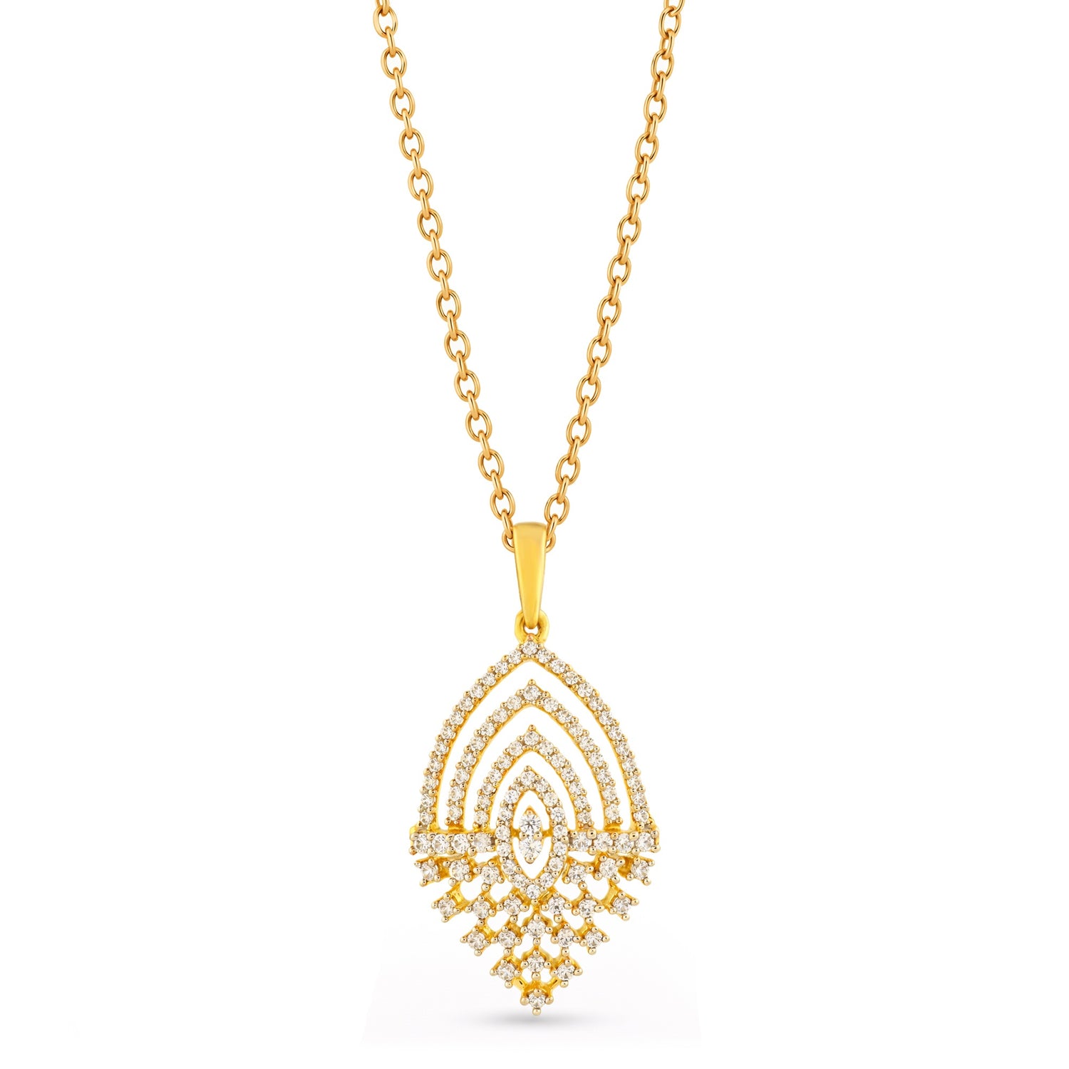 Ornate Teardrop Pendant with Layered Arch Elegance