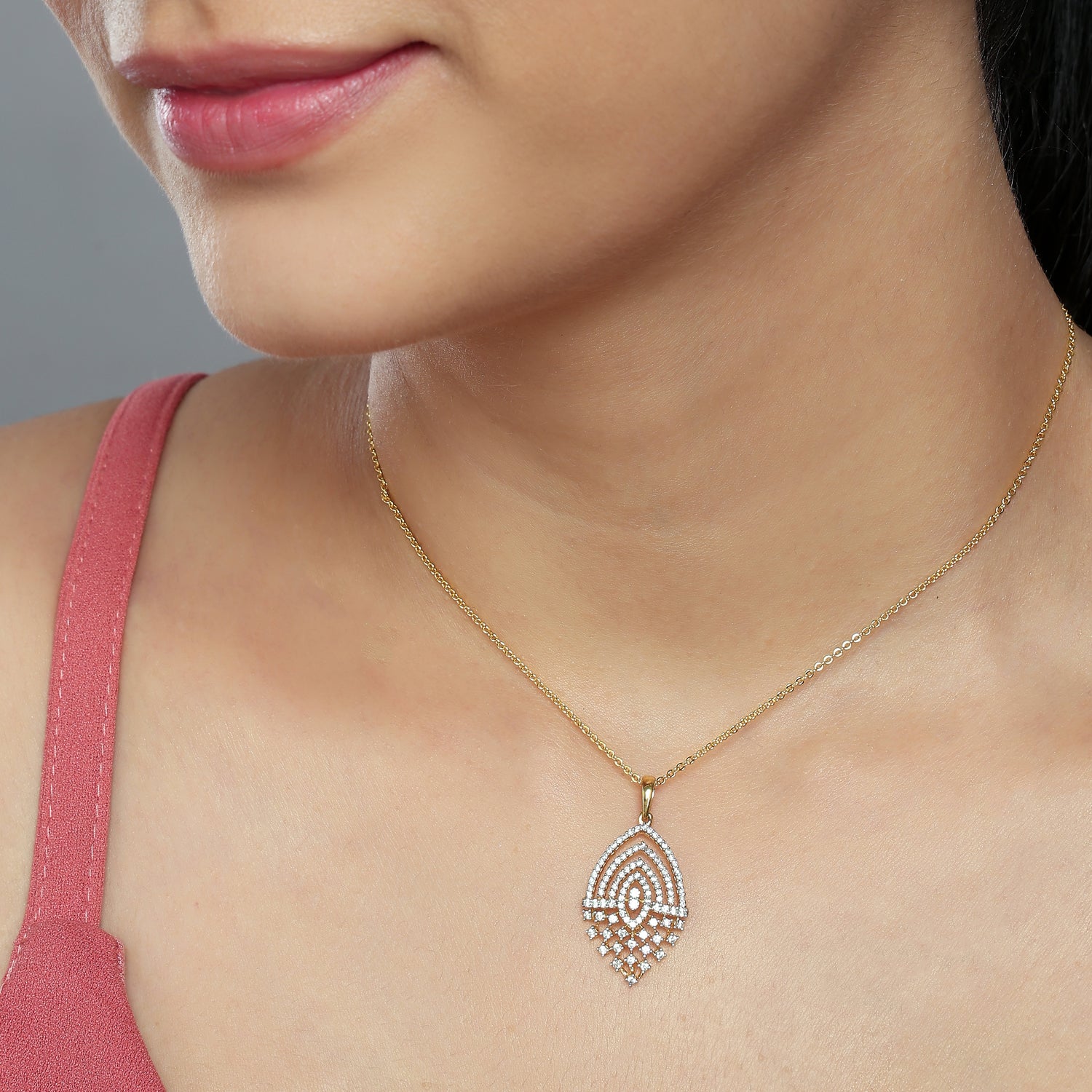 Ornate Teardrop Pendant with Layered Arch Elegance
