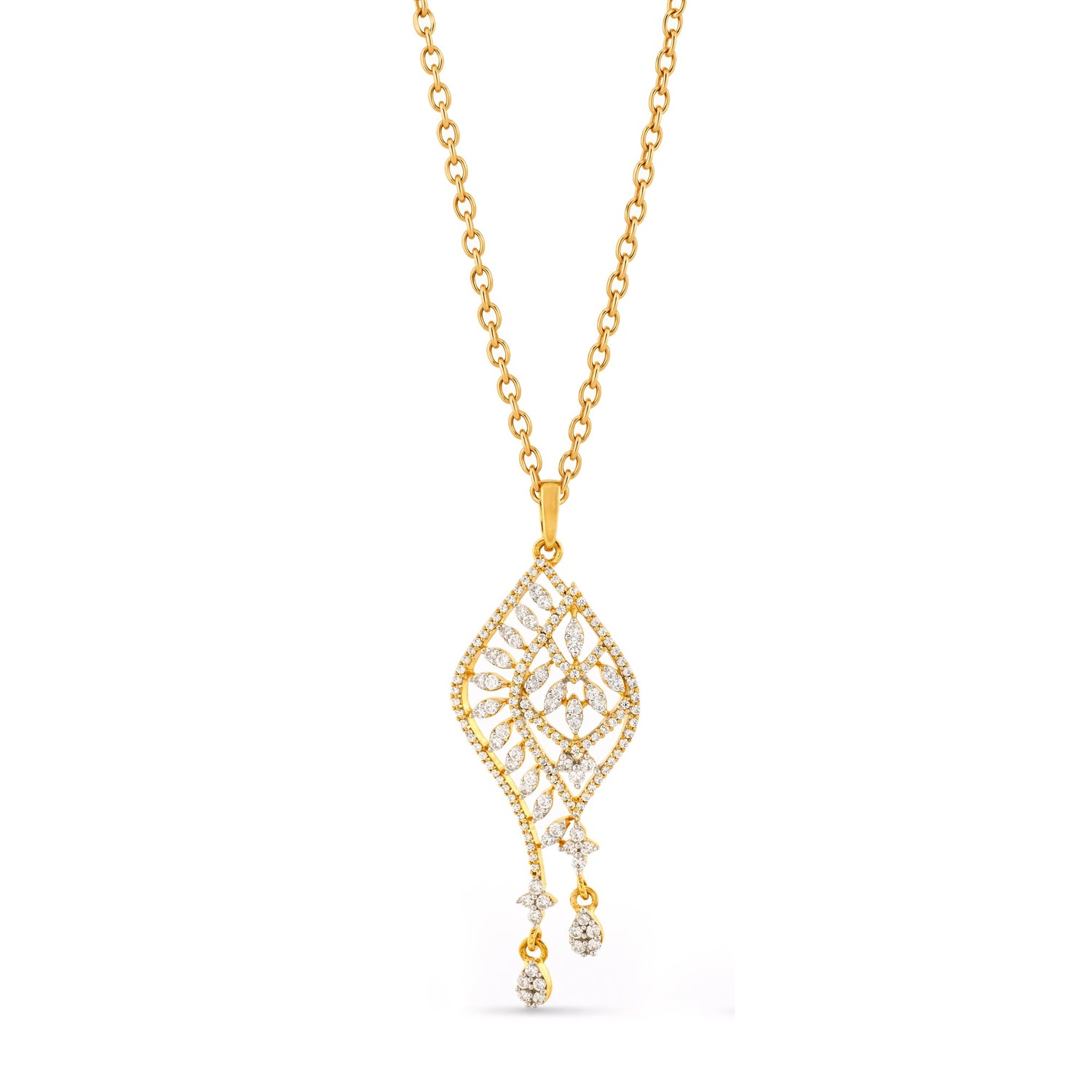 Graceful Lattice Drop Pendant with Flowing Elegance