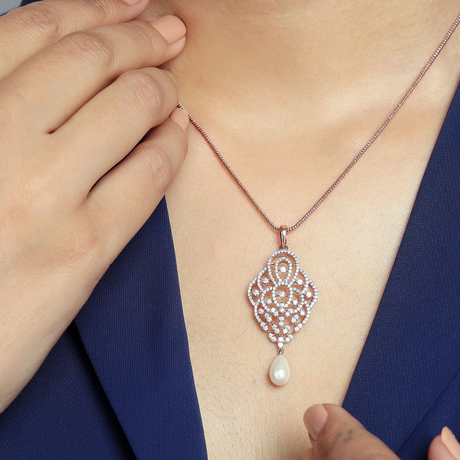 Ornate Filigree Drop Pendant with Regal Vintage Charm