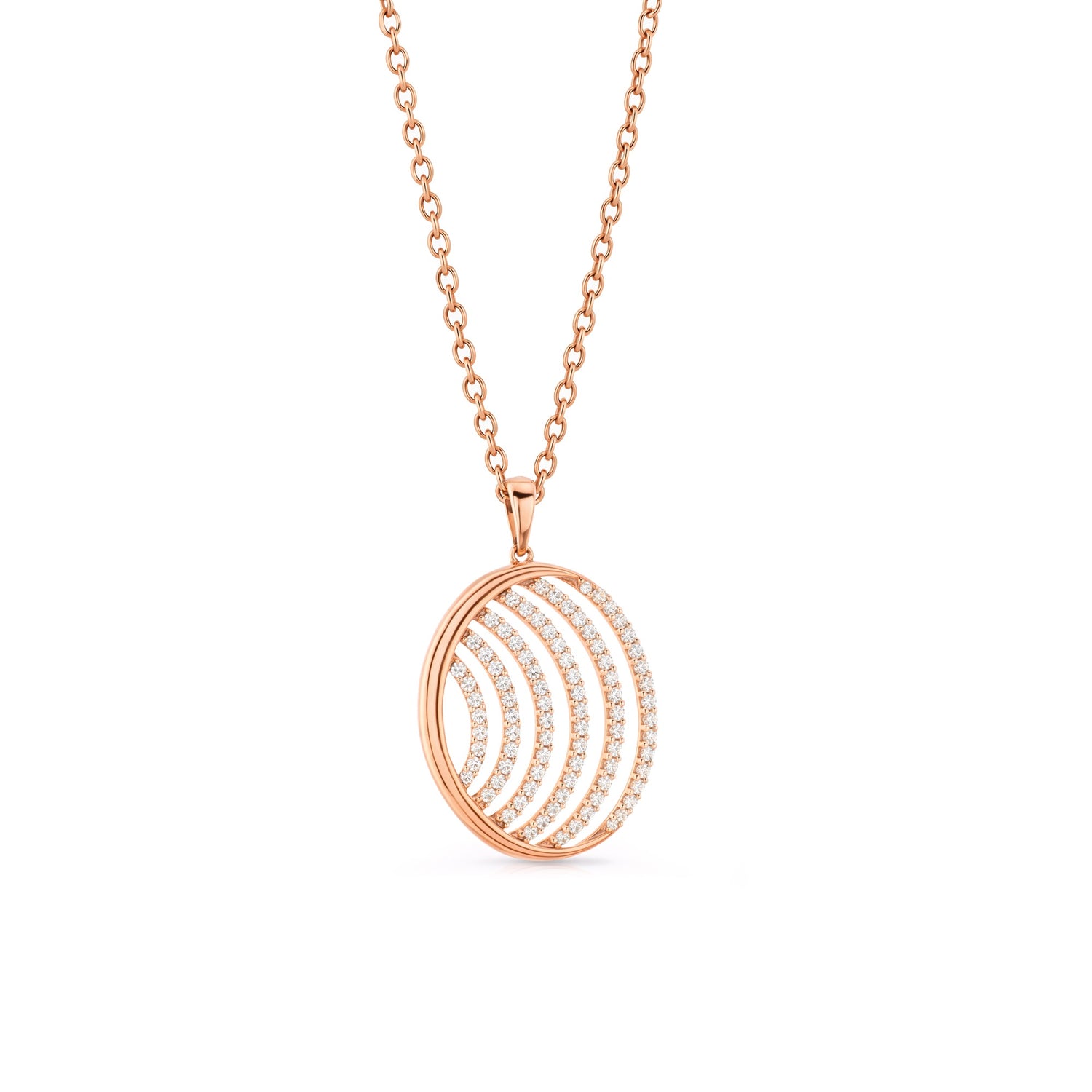 Sleek Oval Wave Pendant with Modern Layered Flow