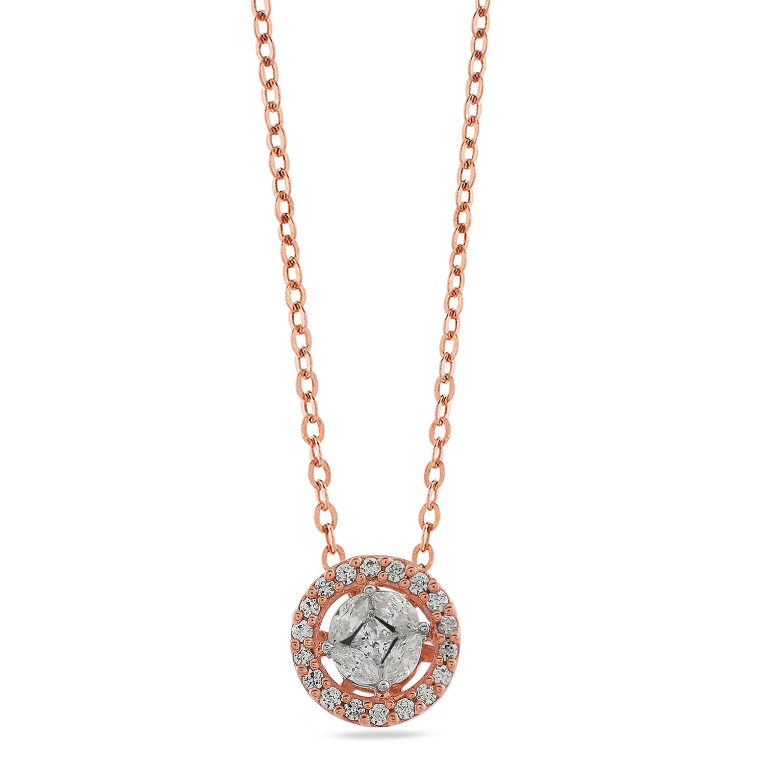 Elegant Circular Halo Cluster Pendant For Sophisticated Everyday Grace