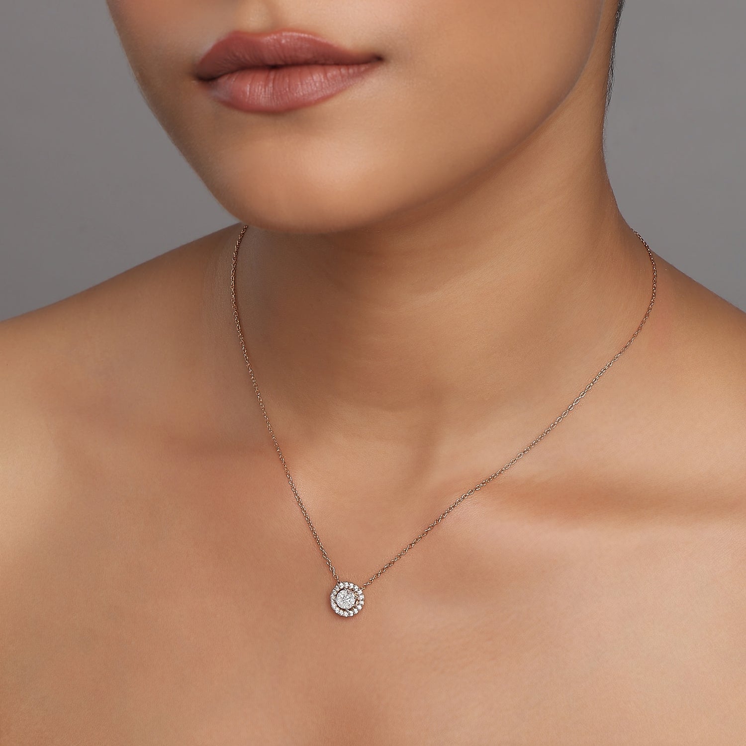 Elegant Circular Halo Cluster Pendant For Sophisticated Everyday Grace