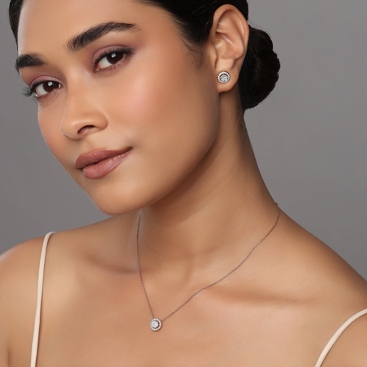 Elegant Radiance Cushion-Cut Cluster Pendant and Stud Earrings Jewelry Set