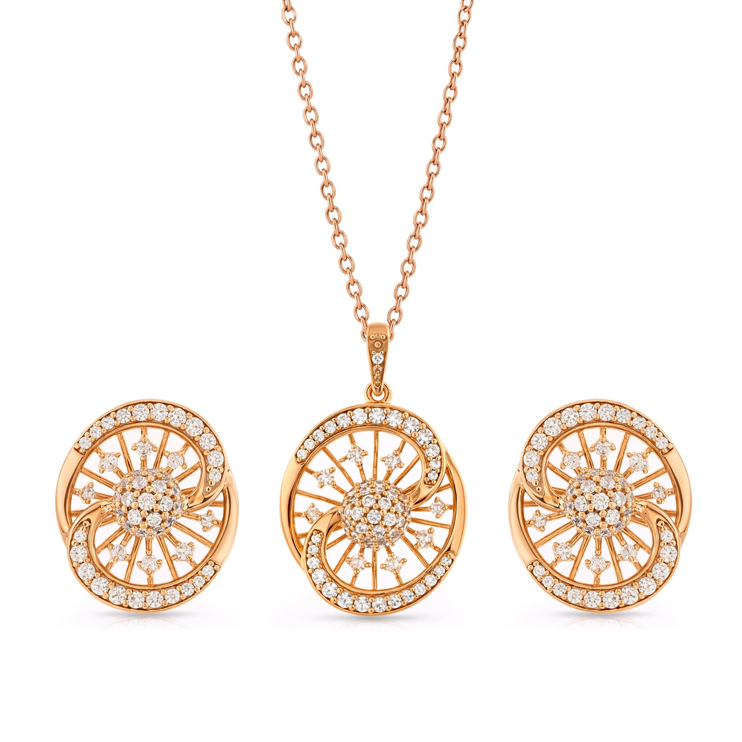 Celestial Radiance Circular Pendant and Earring Set for Eternal Grace