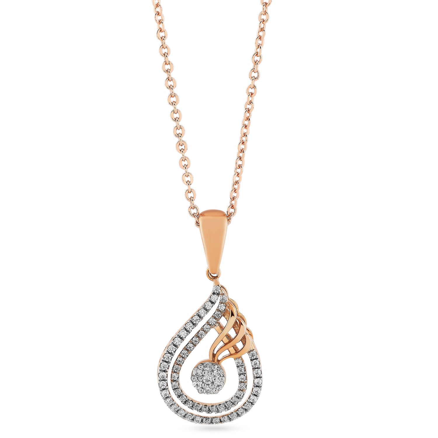 Elegant Openwork Teardrop Pendant With A Shimmering Radiant Cluster Center