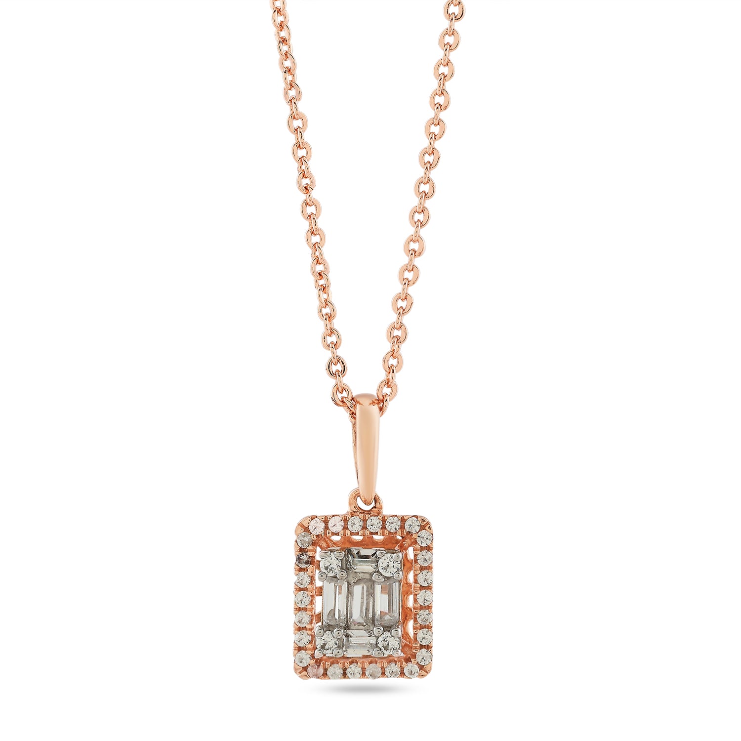Elegant Rectangular Radiant Halo Illusion Pendant for Timeless Glamour