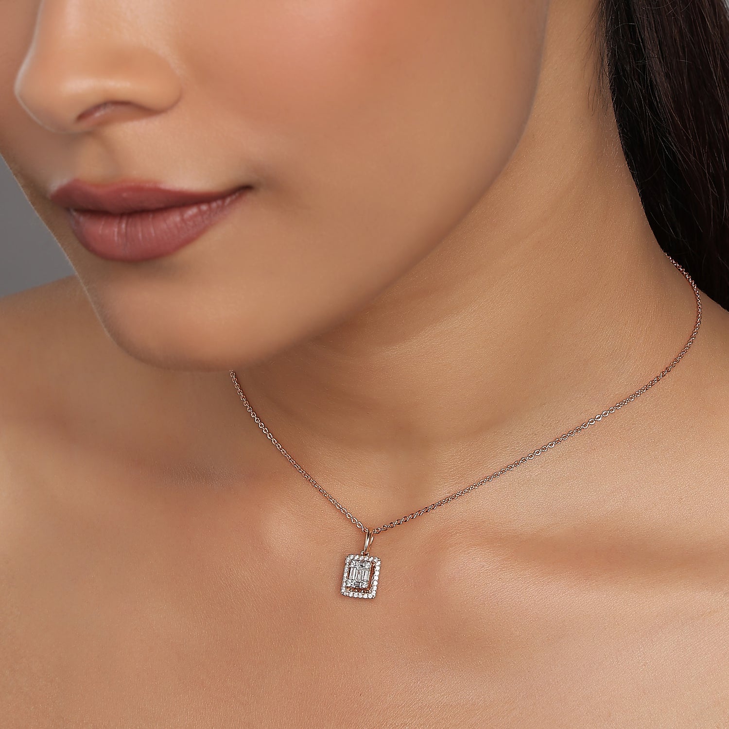 Elegant Rectangular Radiant Halo Illusion Pendant for Timeless Glamour