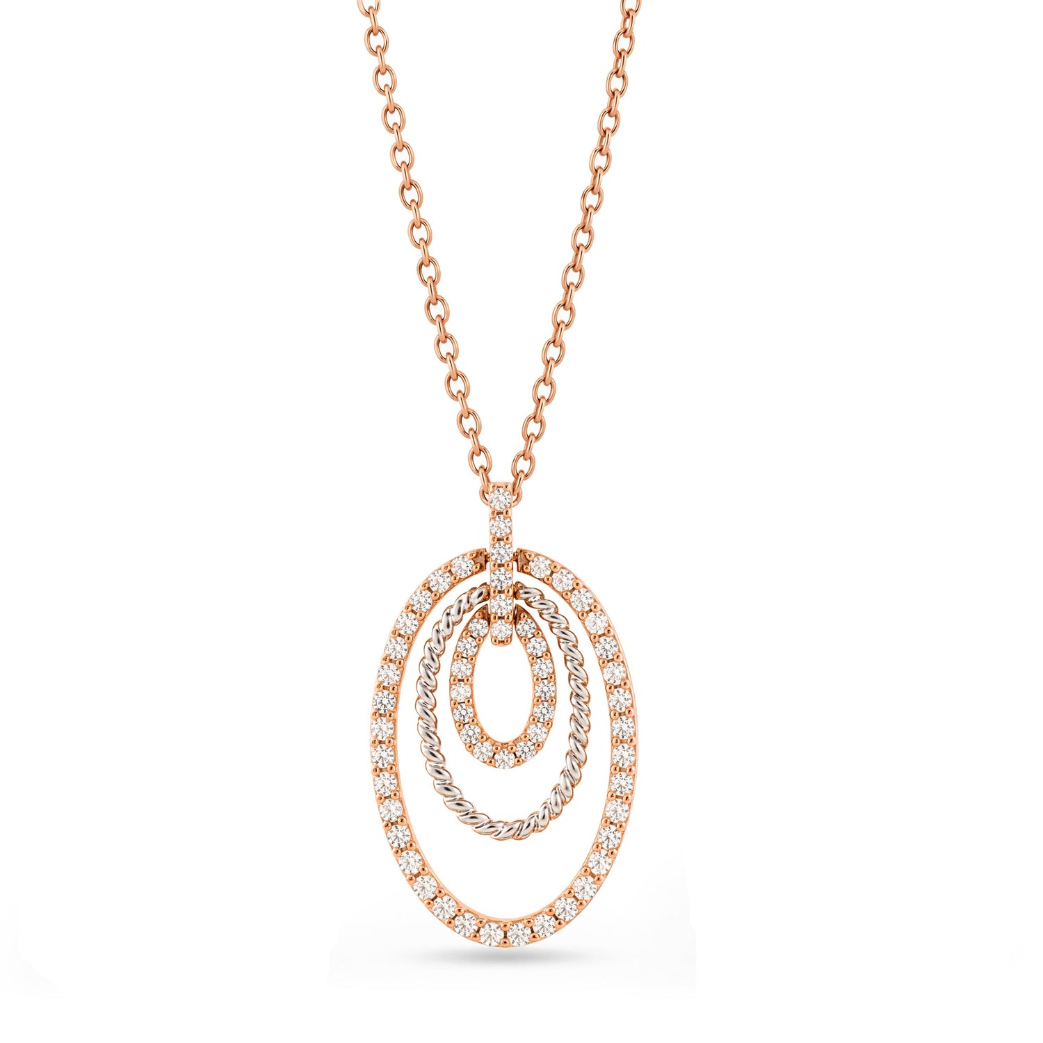 Graceful Nested Oval Pendant with Contemporary Flow