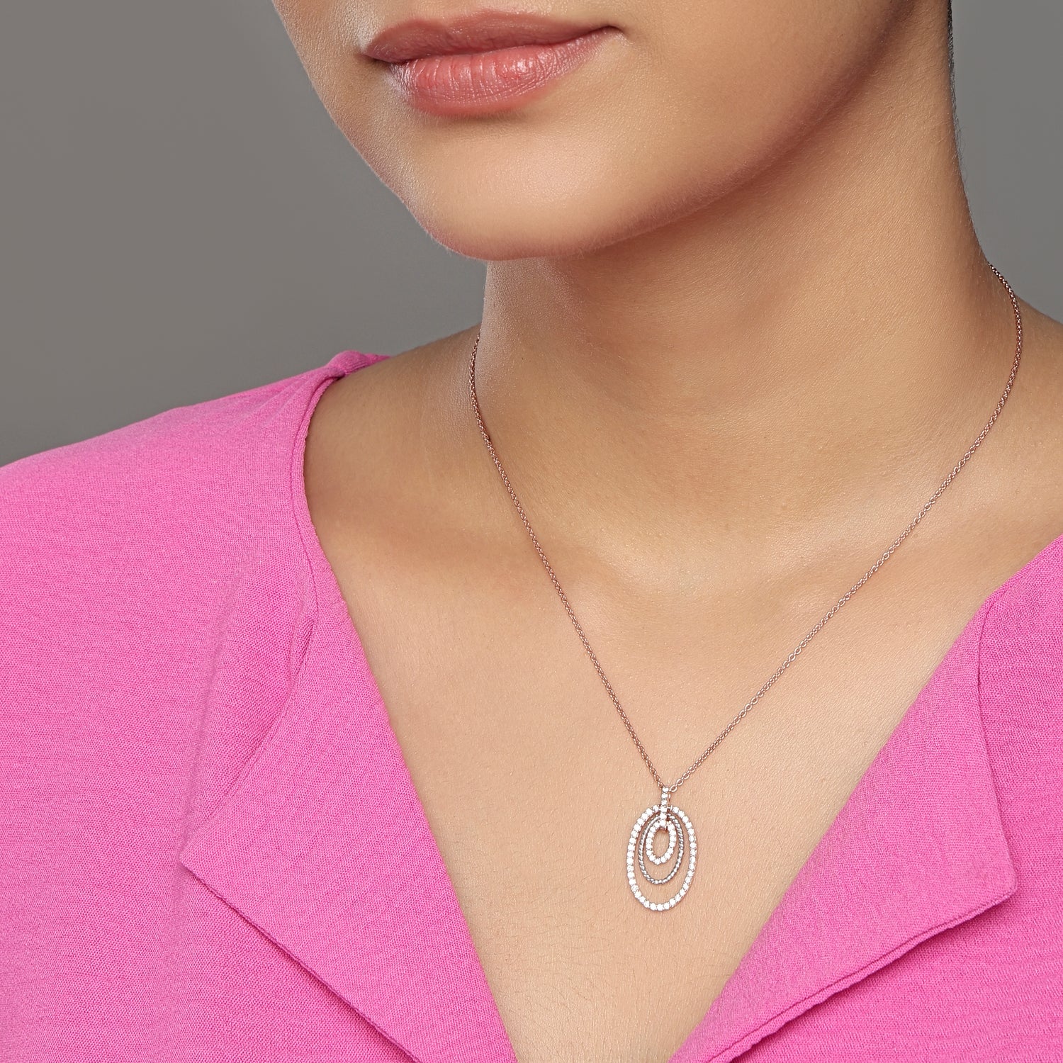Graceful Nested Oval Pendant with Contemporary Flow