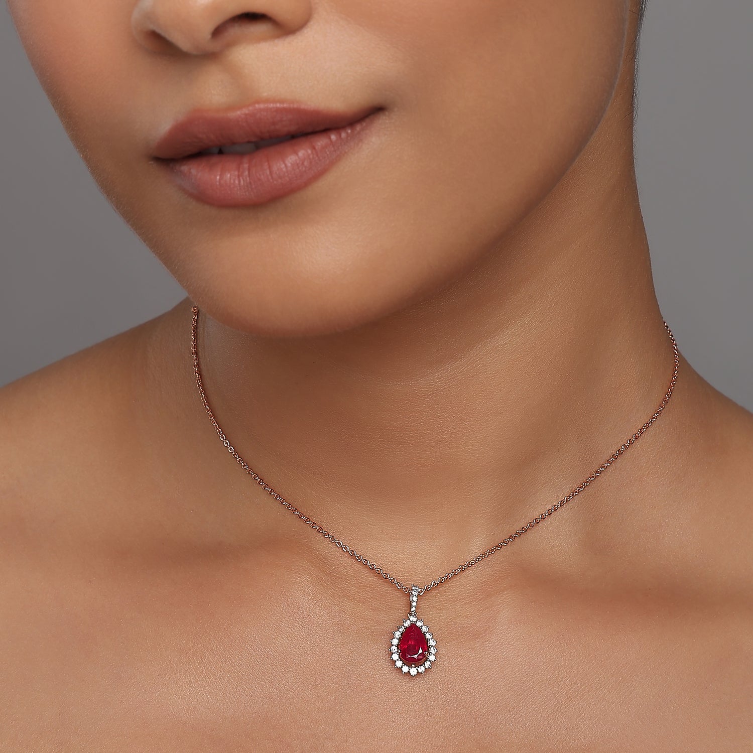 Elegant Pear Shaped Halo Solitaire Pendant for Special Occasions