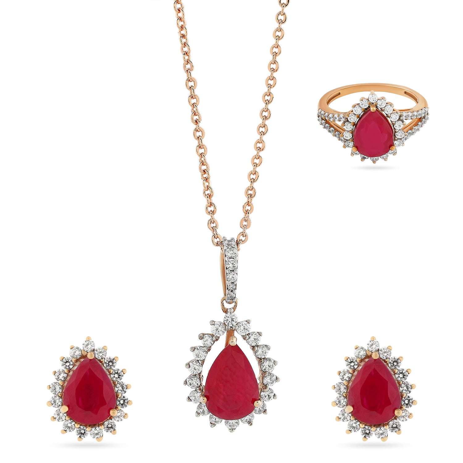 Radiant Teardrop Earrings, Pendant and Ring Jewelry Set For Celebrations Grace