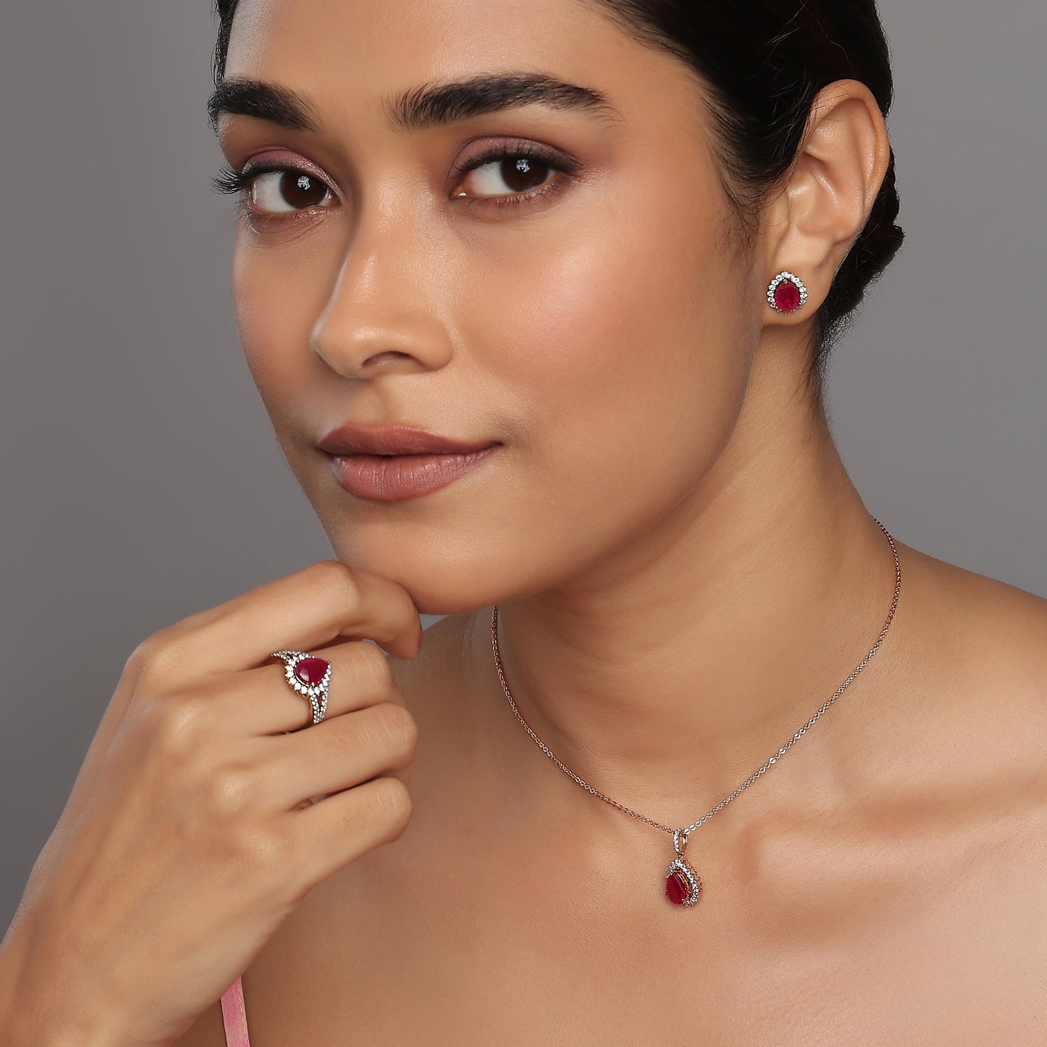 Radiant Teardrop Earrings, Pendant and Ring Jewelry Set For Celebrations Grace