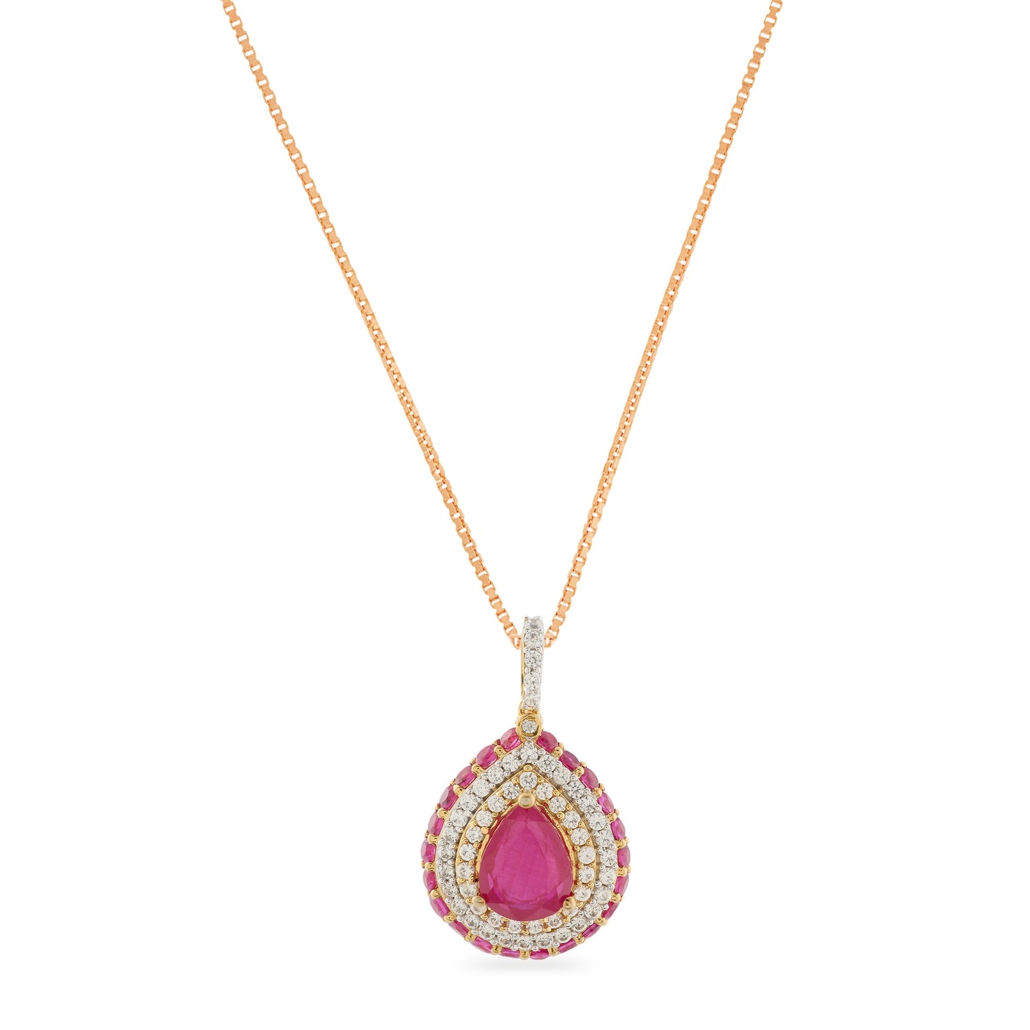 Opulent Double Halo Teardrop Pendant with Regal Charm