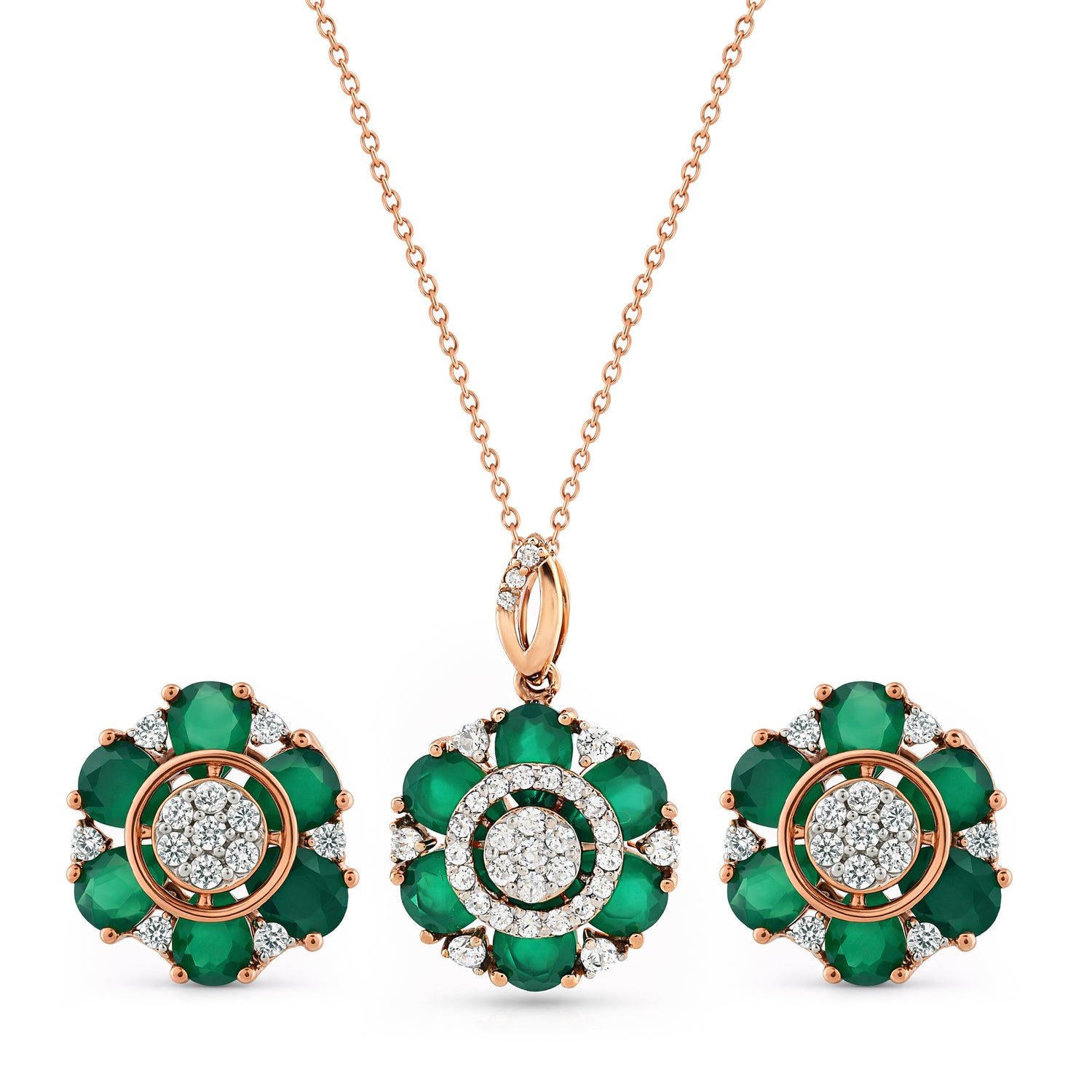 Enchanting Timeless Floral Petal Pendant And Matching Stud Earring Set