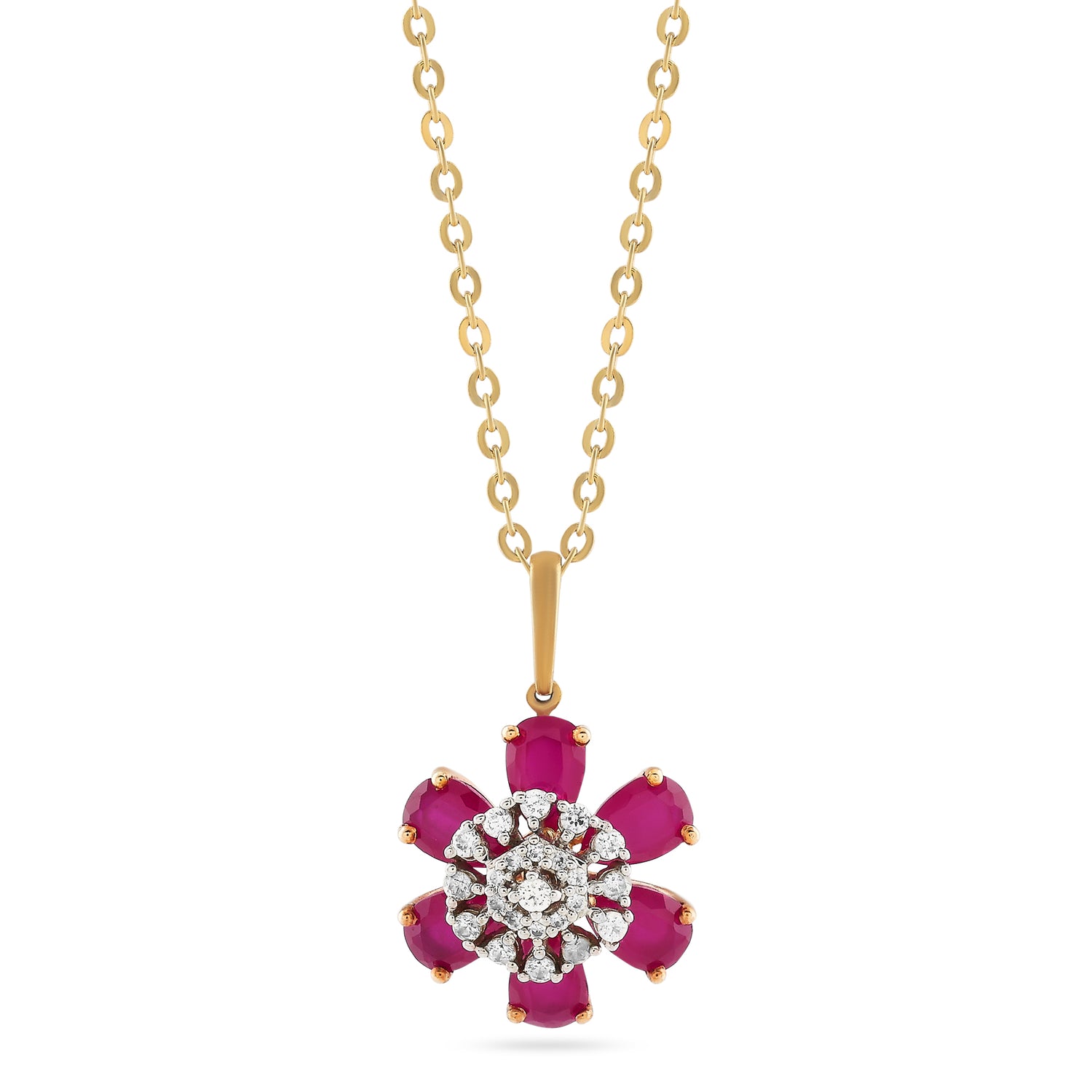 Radiant Floral Bloom Pendant with Shimmering Petals