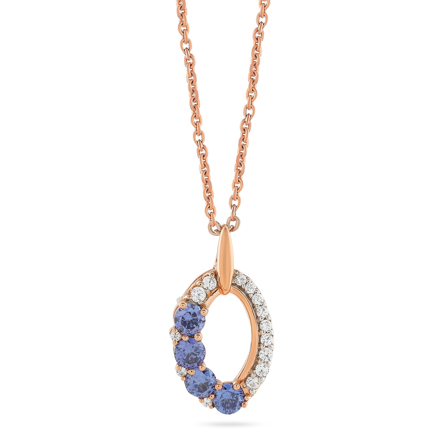 The Celestial Azure Oval Necklace in an Elegant Halo Setting