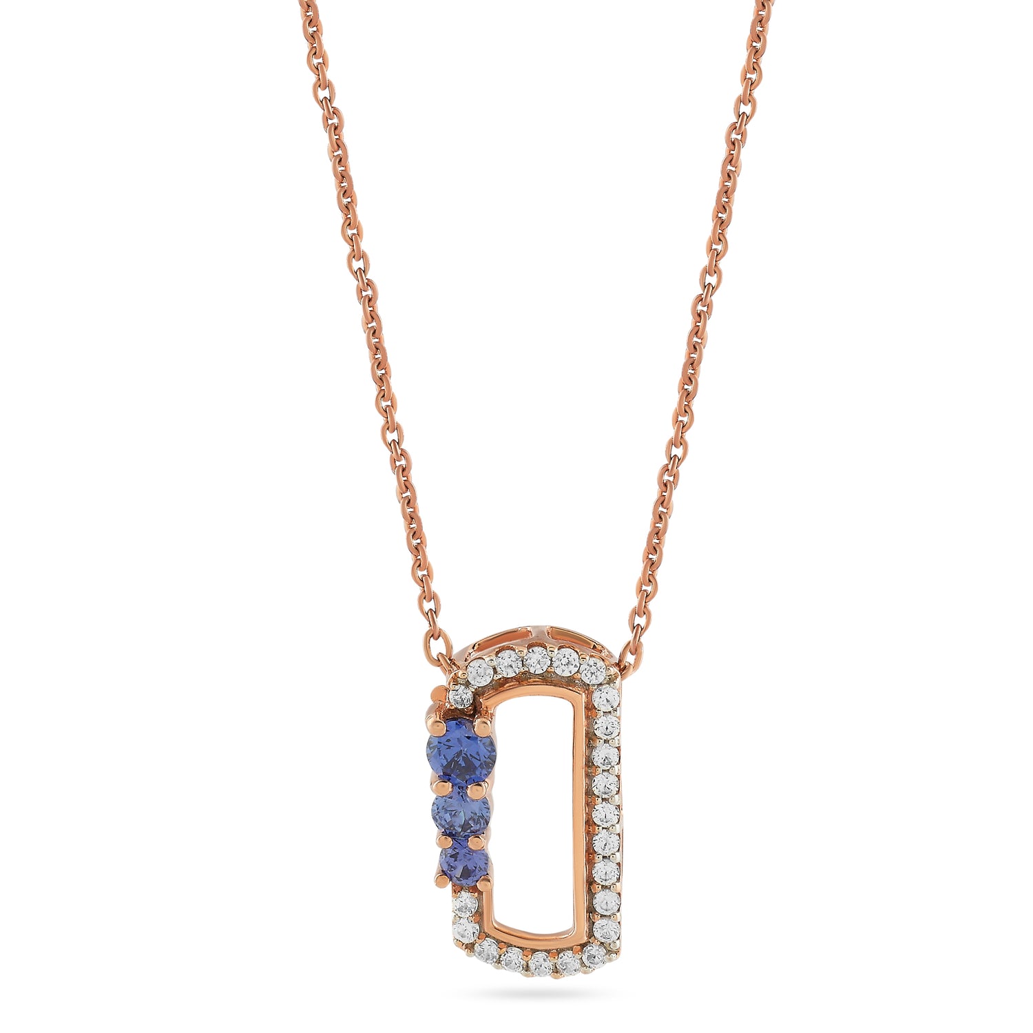Elegant Geometric Open Rectangle Pendant with Radiant Accent Stones