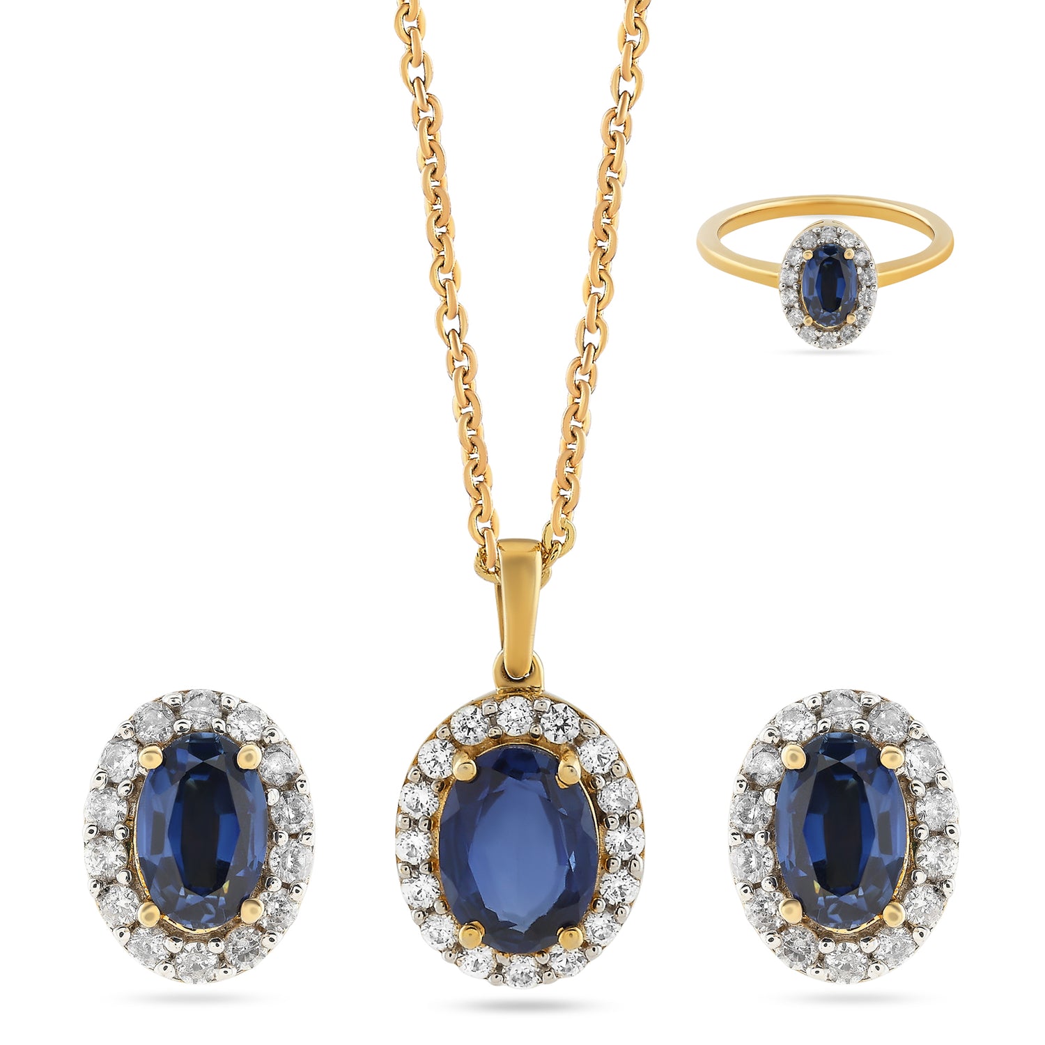 Eternal Halo Oval Earrings, Pendant and Ring Jewelry Set Graceful Moments