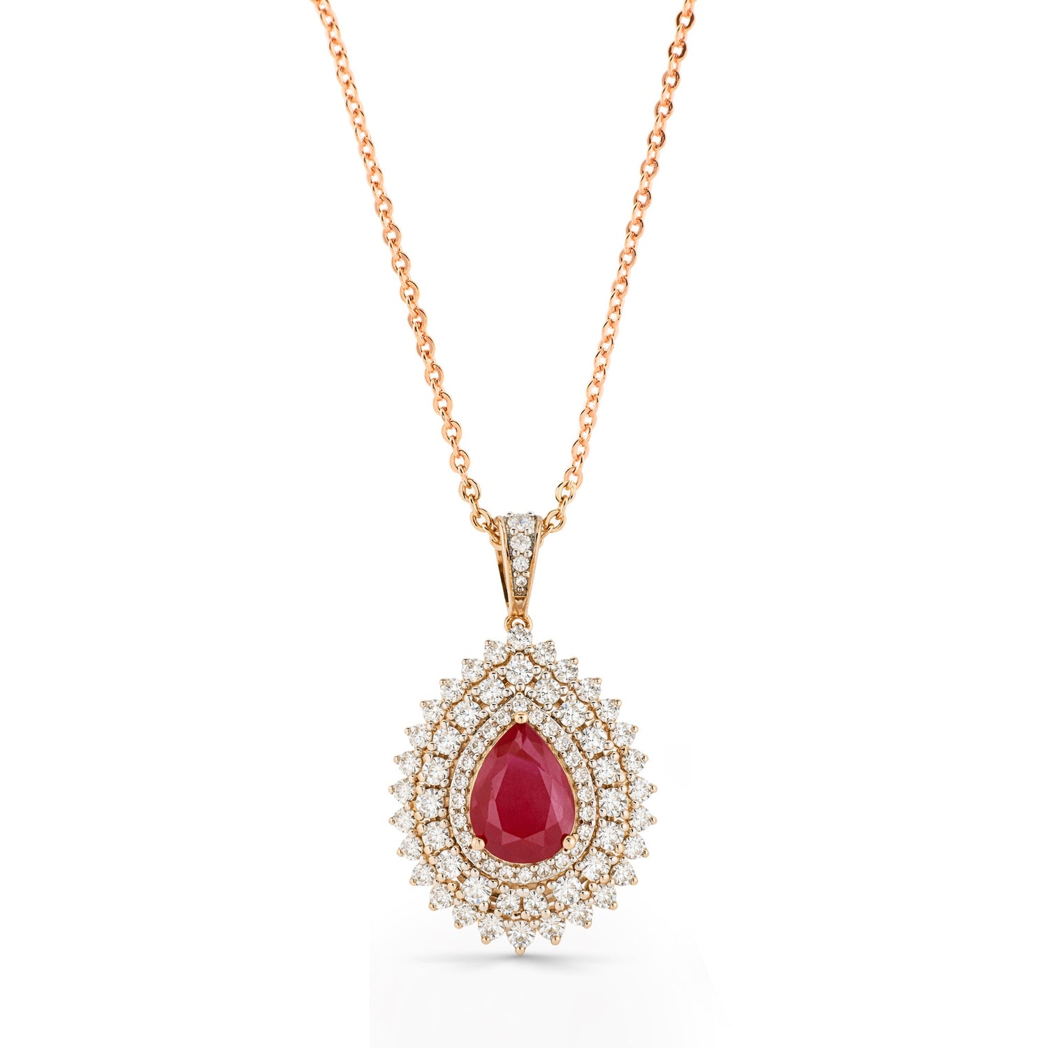 A Radiant Teardrop Halo Pendant with Graceful Allure