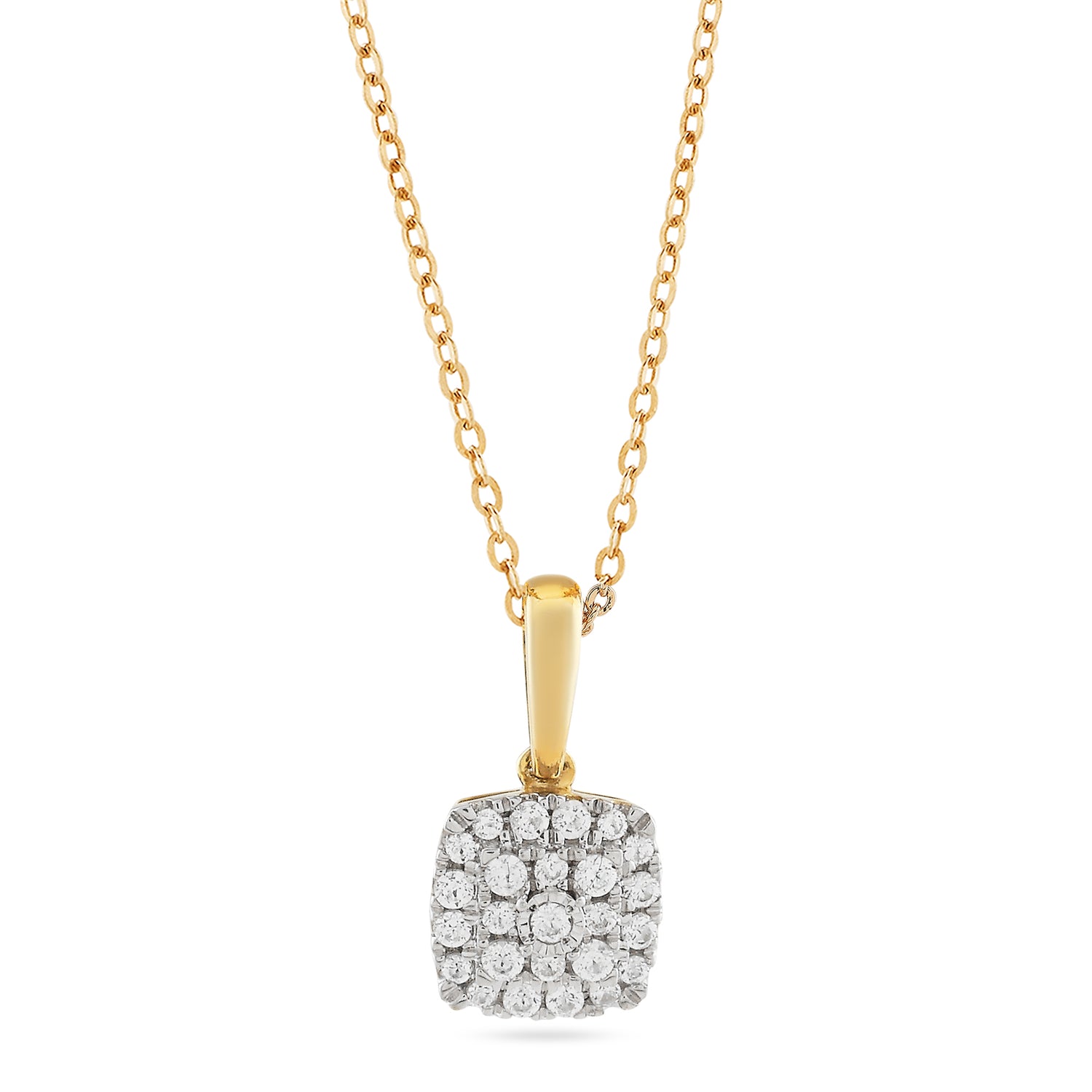 Elegant Square Cluster Pendant For Sophisticated Everyday Graceful Wear