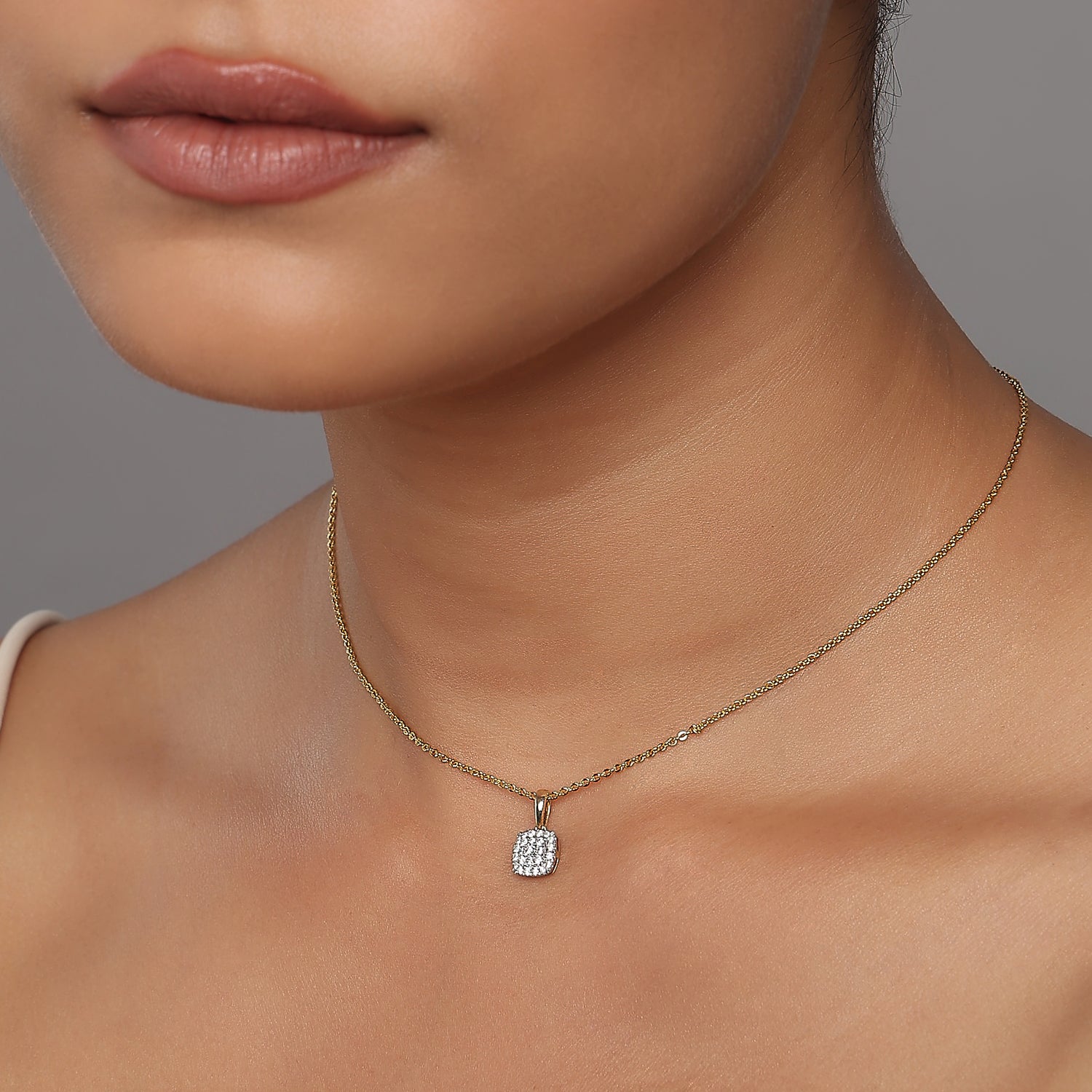 Elegant Square Cluster Pendant For Sophisticated Everyday Graceful Wear