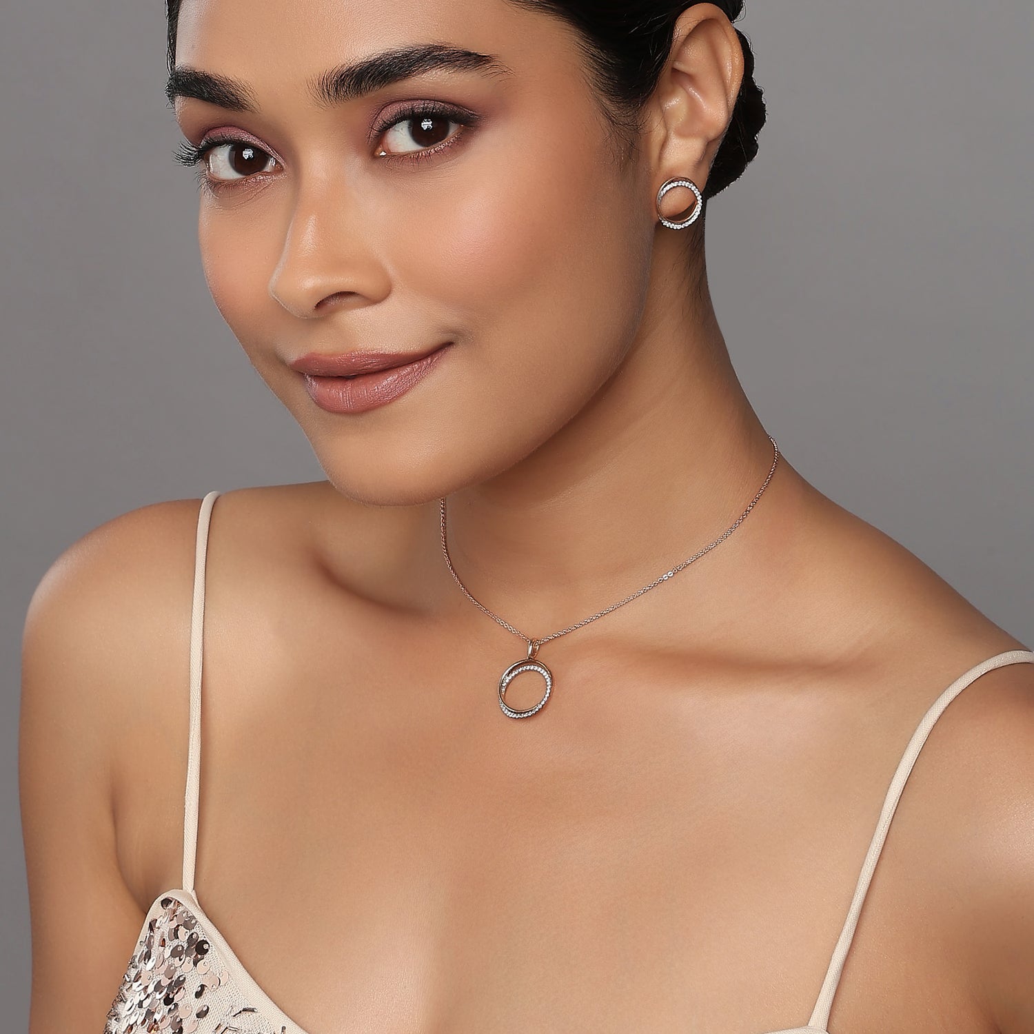 Timeless Open Circle Pendant and Stud Earring Set