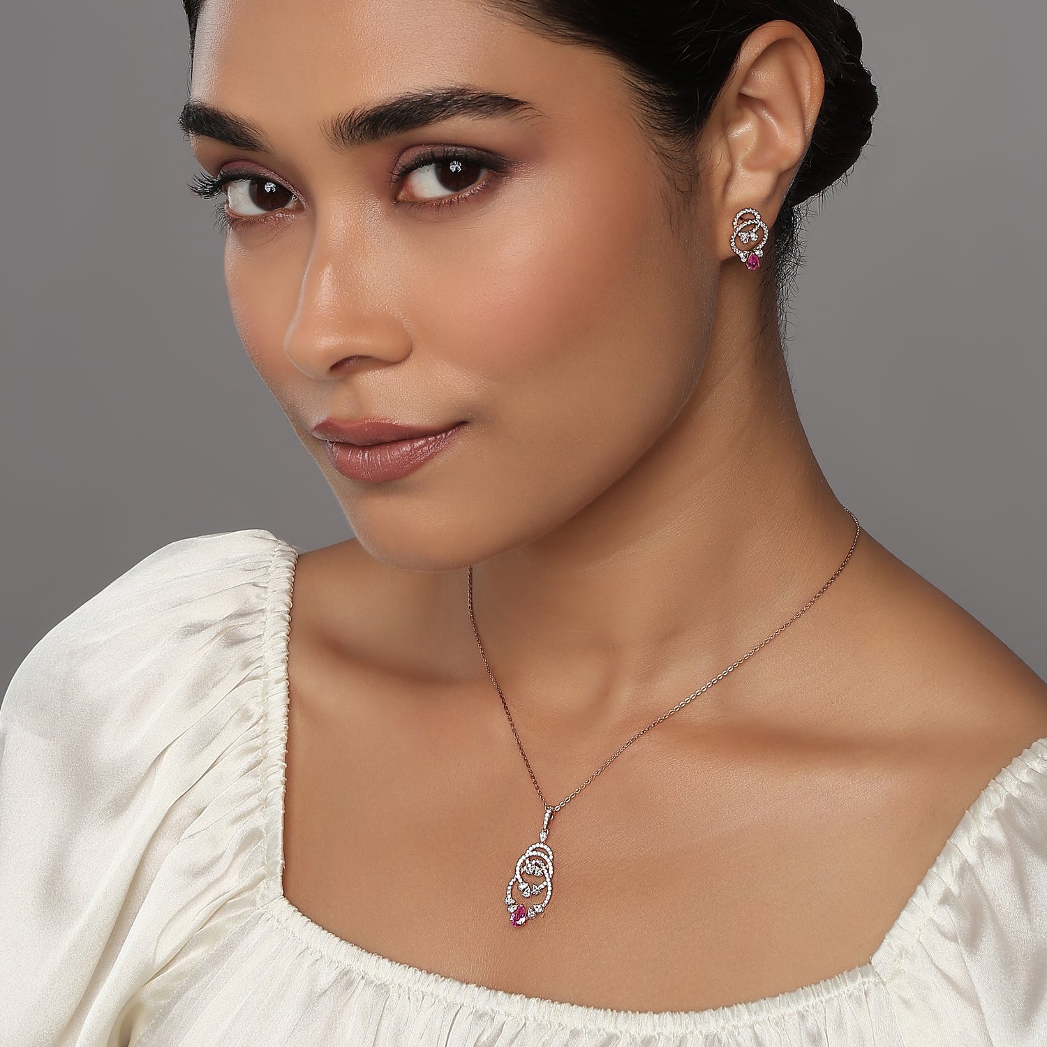 Ethereal Teardrop Pendant and Drop Earring Set