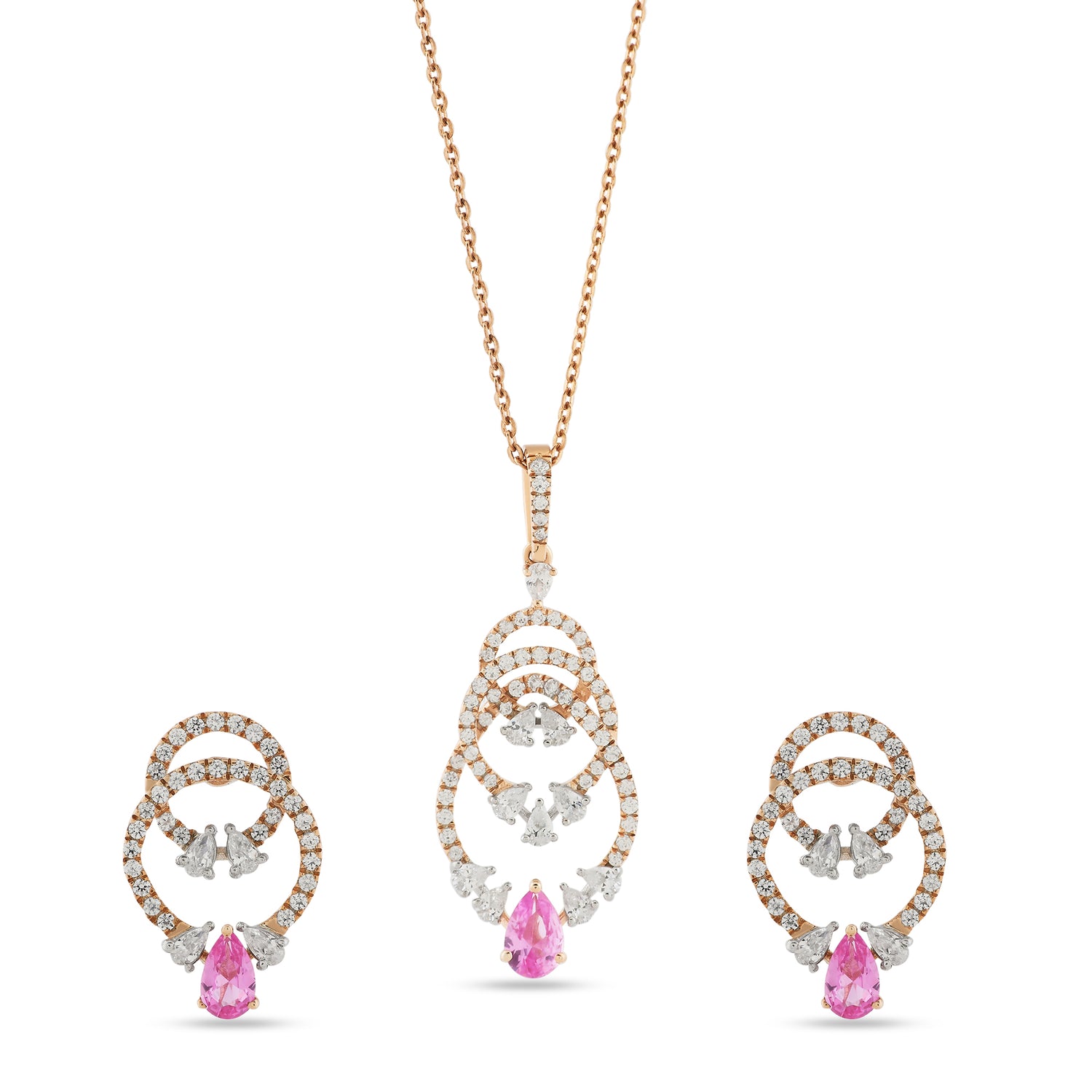 Ethereal Teardrop Pendant and Drop Earring Set