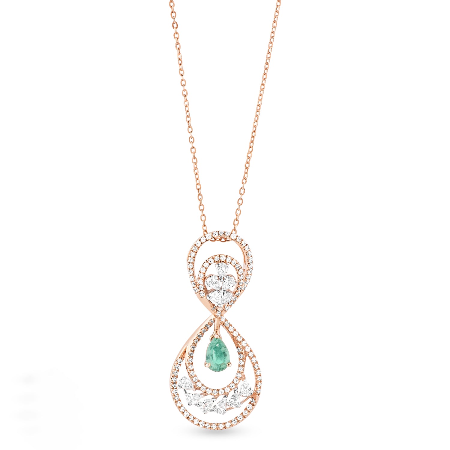 Radiant Infinity Teardrop Pendent With Shimmering Pear Cut Stone Accent