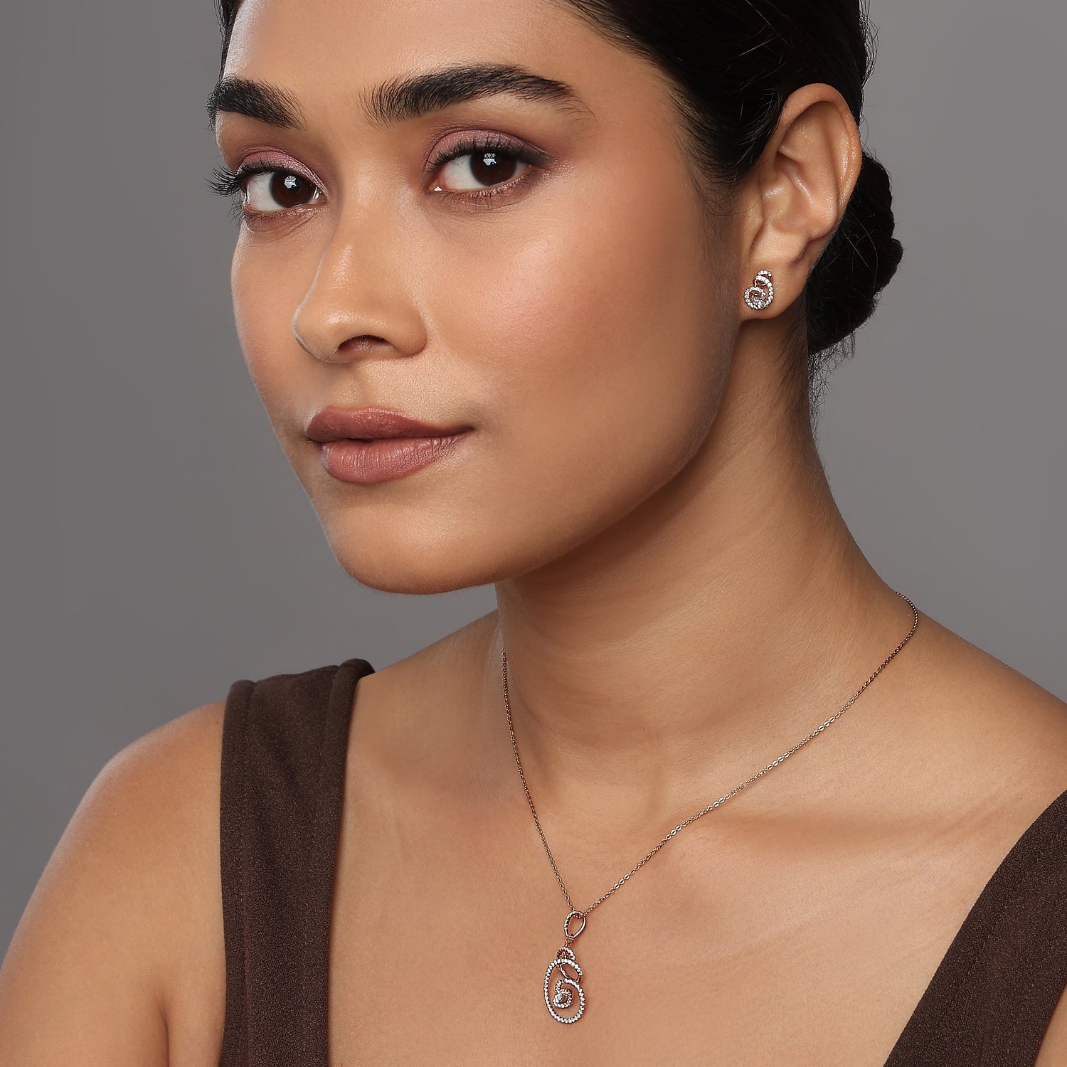 Radiant Marquise Swirl Eternal Pendant and Matching Stud Earring Set