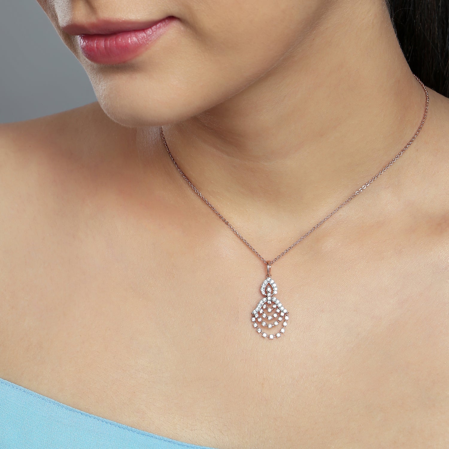 Layered Floral Chandelier Pendant with Graceful Arched Silhouette