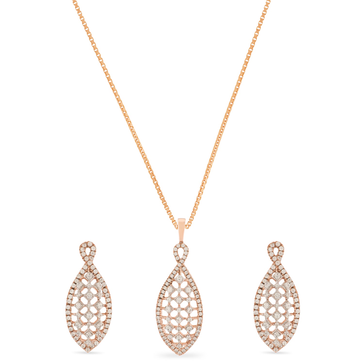 Elegance Personified Roseate Marquise Pendant and Matching Dangle Earrings Set