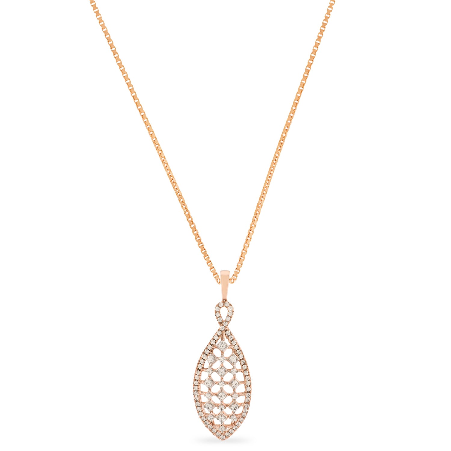 Luminous Openwork Marquise Pendant with Timeless Allure