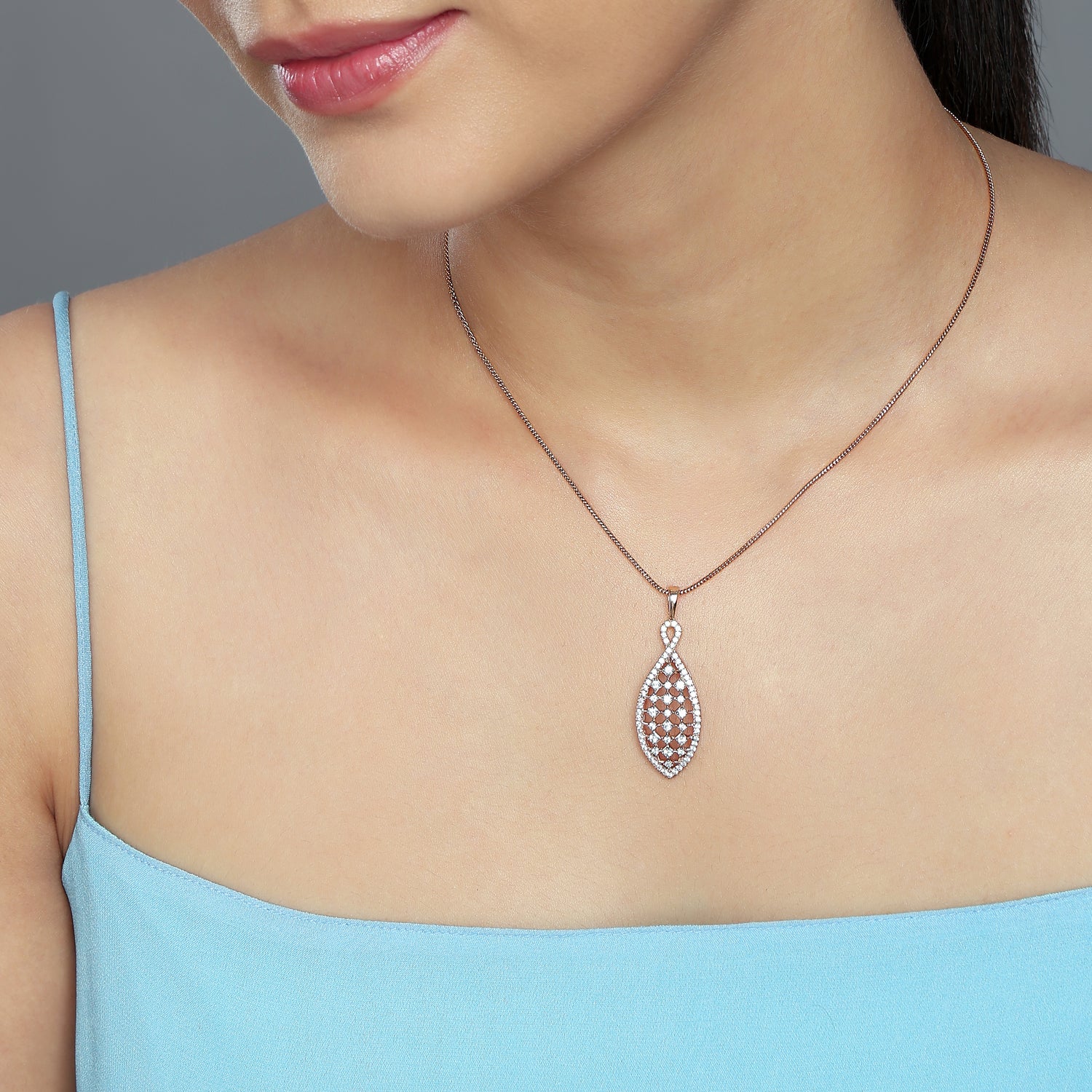 Luminous Openwork Marquise Pendant with Timeless Allure