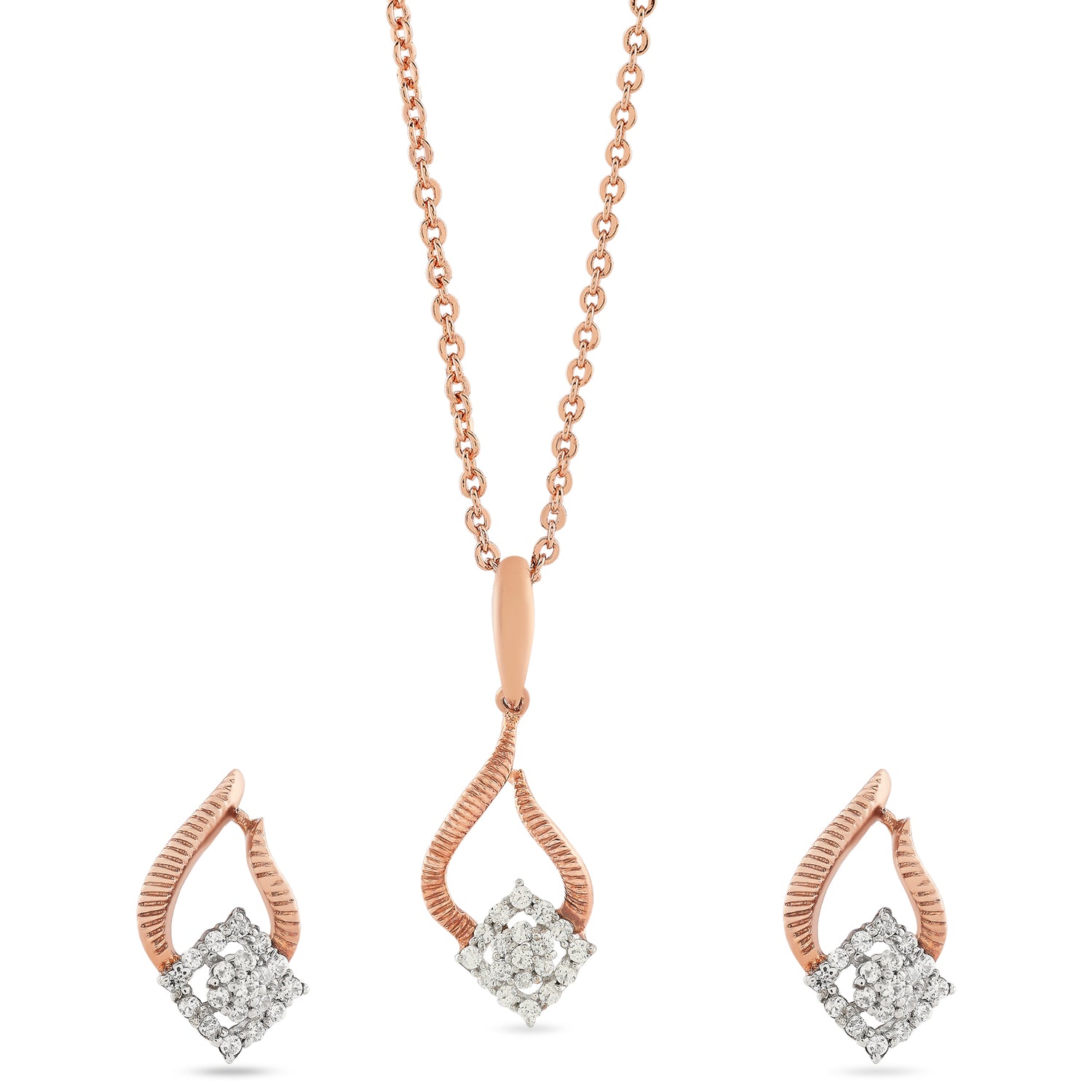 Exquisite Enchanting Pear Drop Pendant and Geometric Stud Earring Set