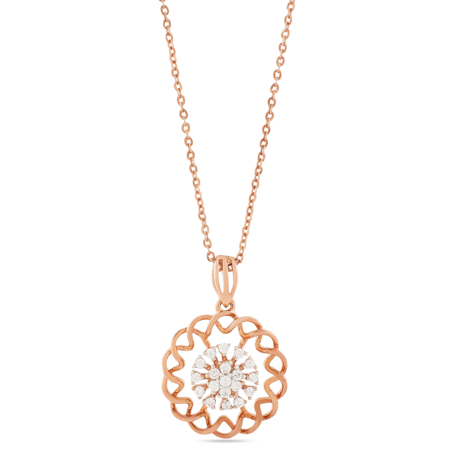 Elegant Floral Filigree Circular Pendant For Sophisticated Everyday Wear