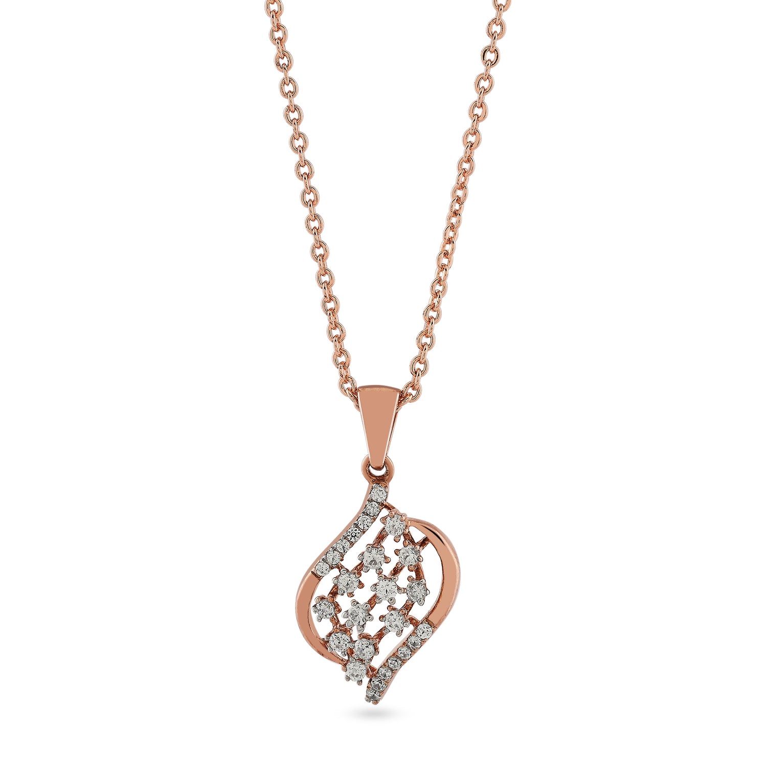 Elegant S-Curve Filigree Pendant Adorned With Brilliant Cluster Sparkle
