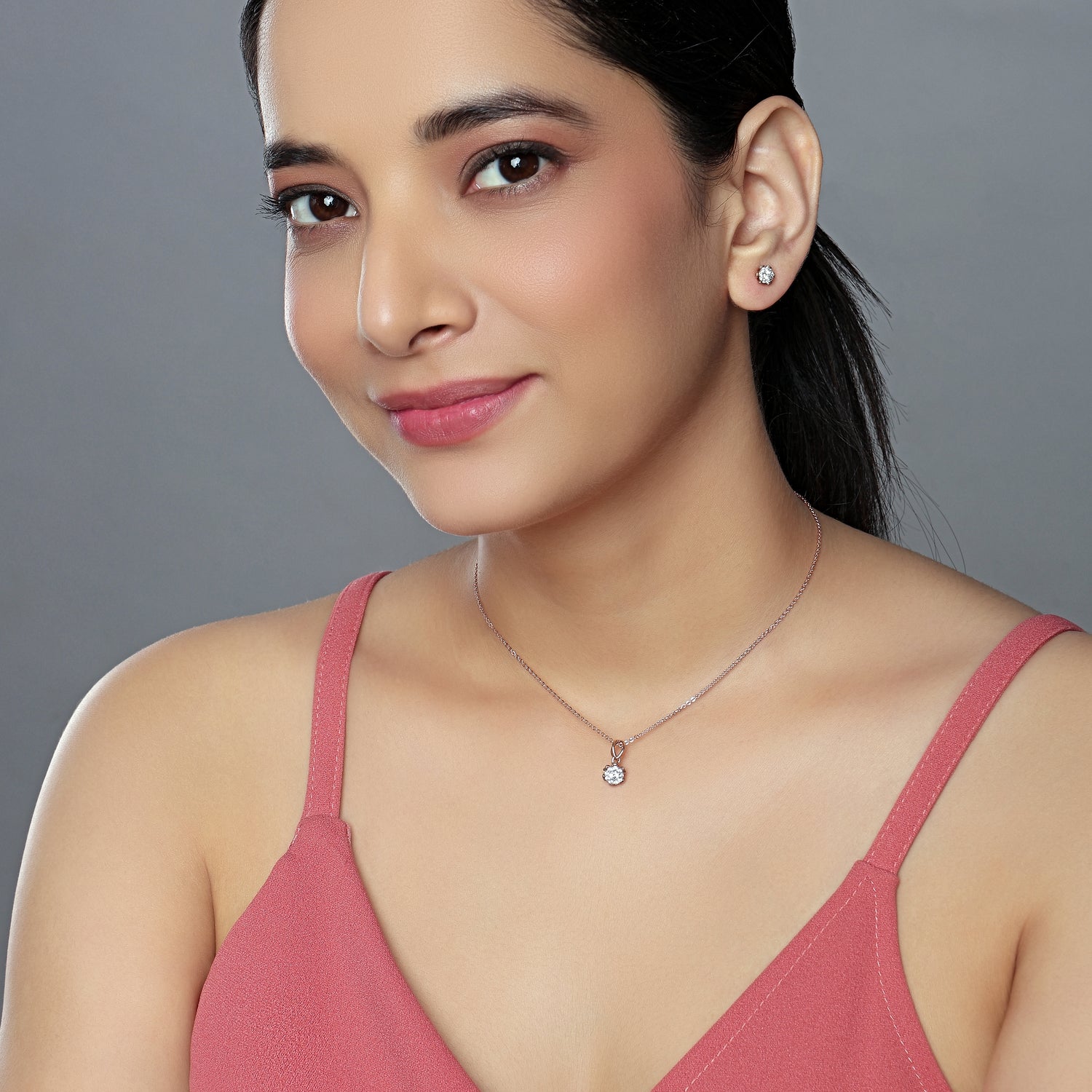 Elegant Floral Cluster Pendant and Matching Stud Earrings Set