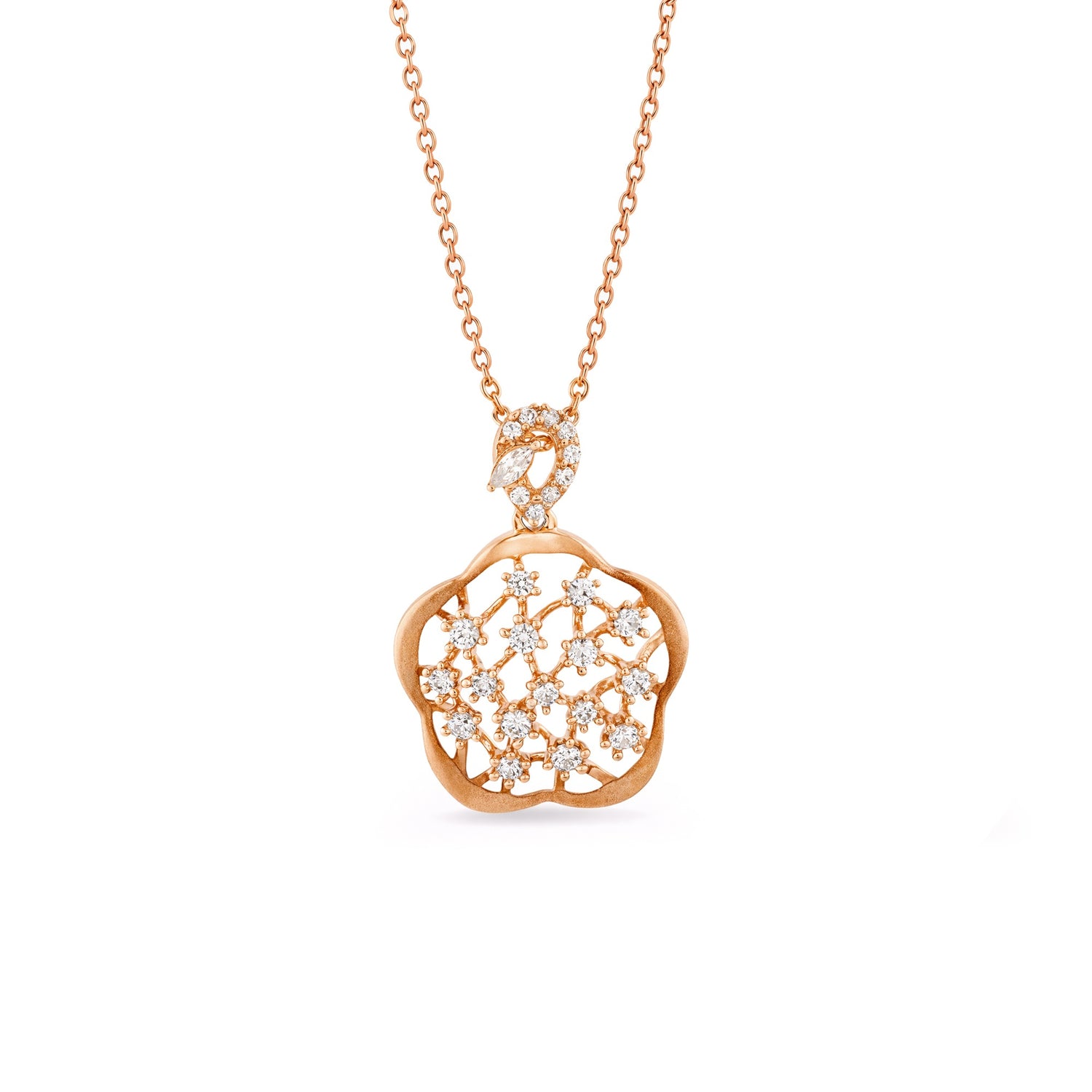 An Enchanting Openwork Floral Pendant with Lattice Detailing