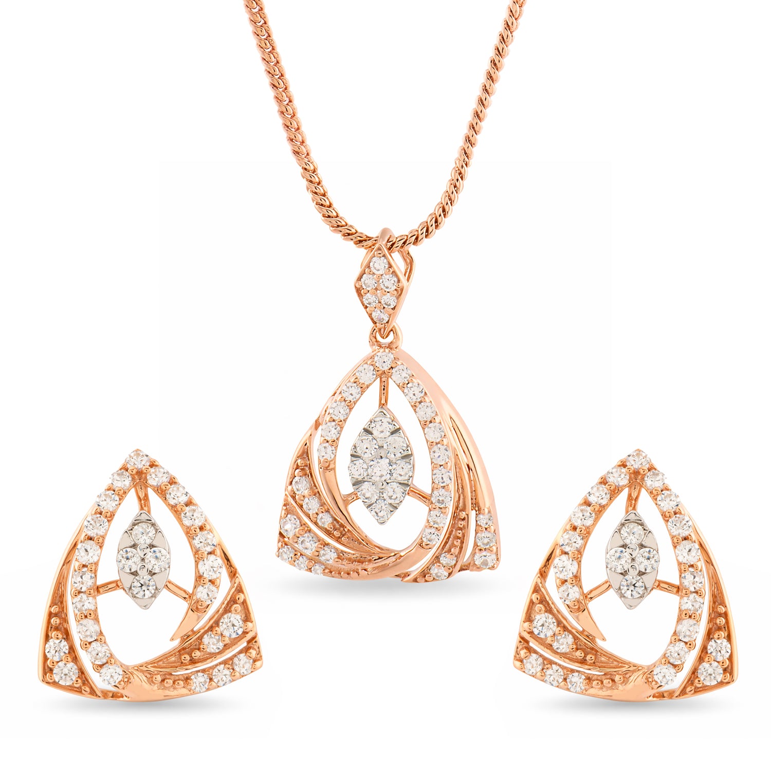 Elegant Enchanted Petal Pendant and Matching Earring Jewelry Set