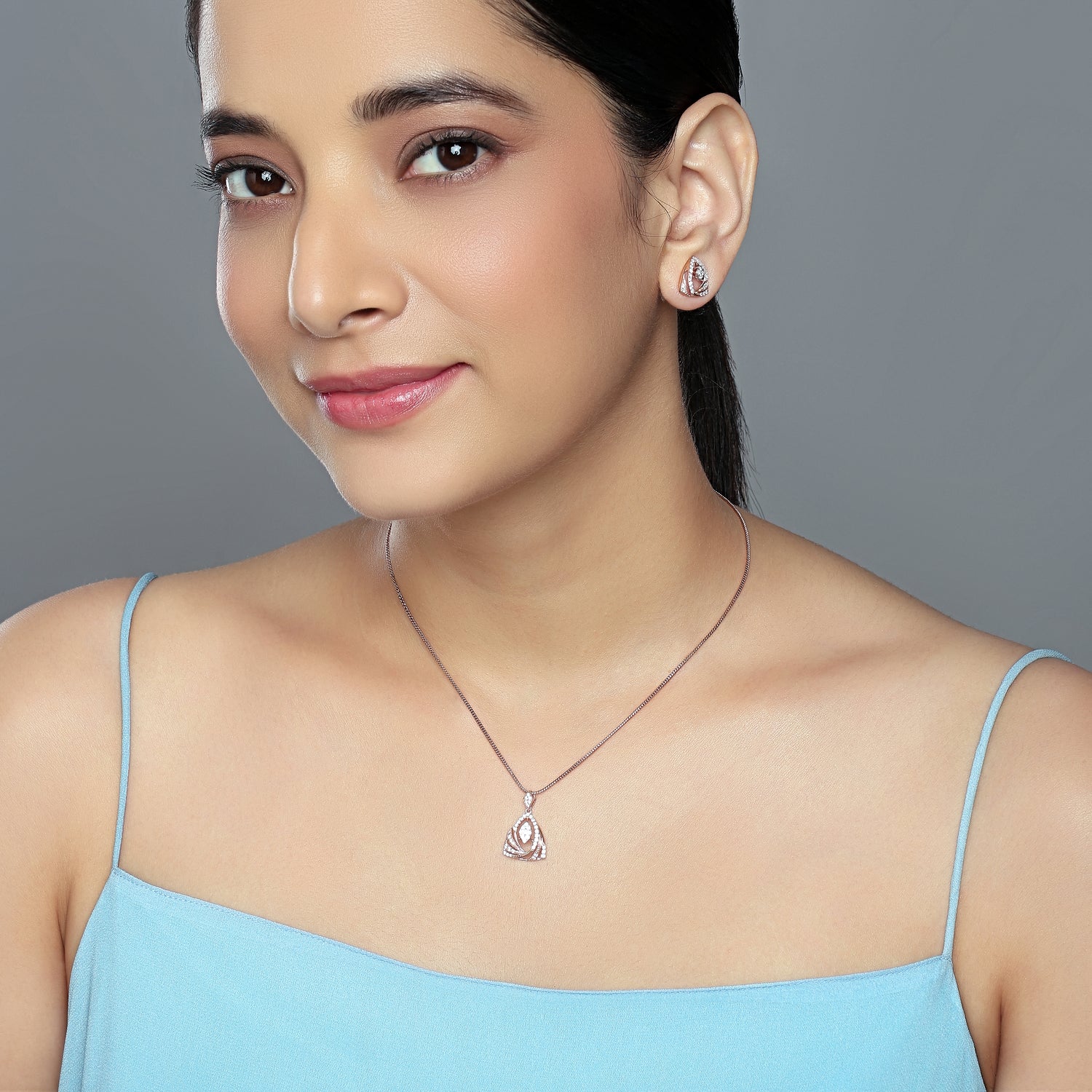 Elegant Enchanted Petal Pendant and Matching Earring Jewelry Set