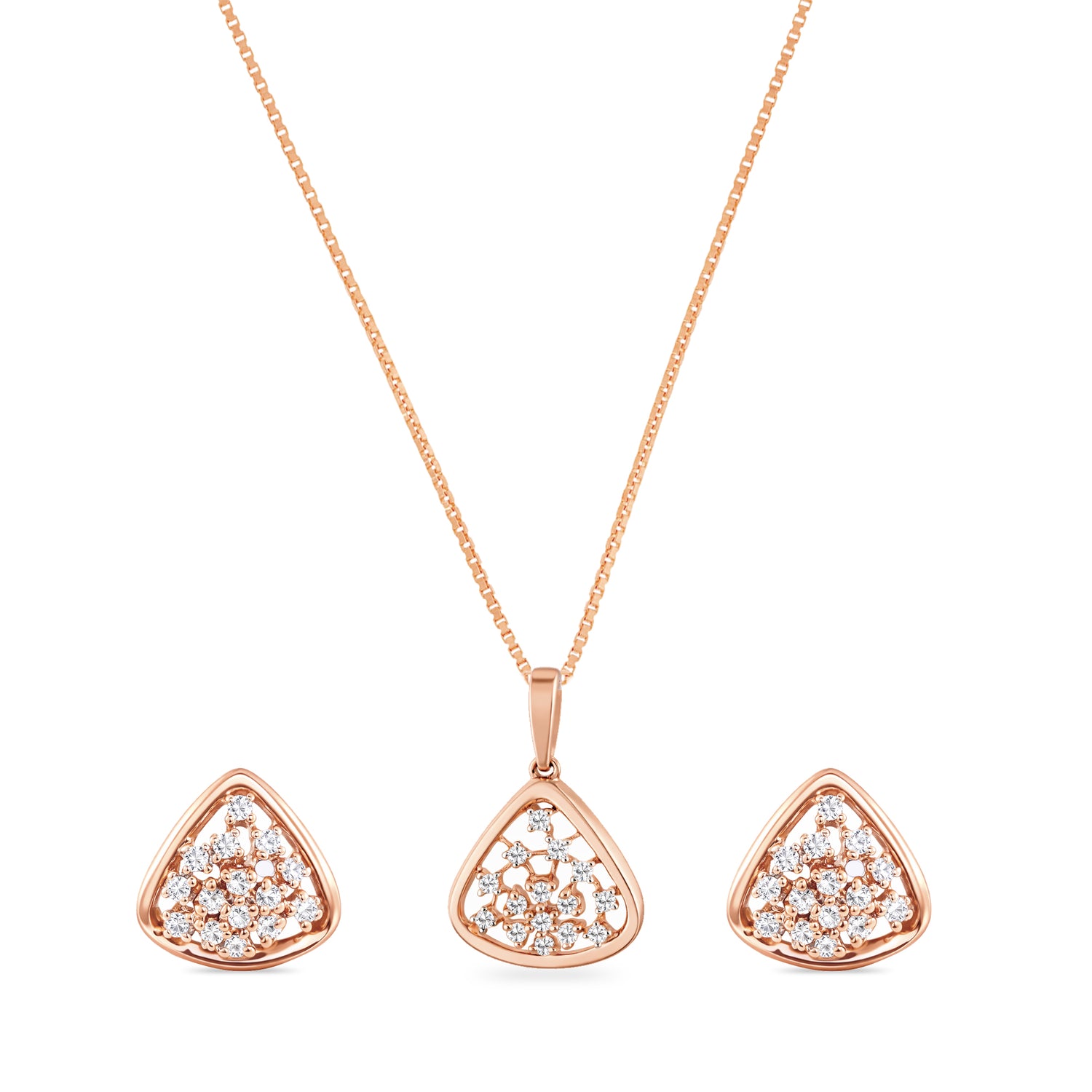 Elegant Roseate Teardrop Pendant And Matching Stud Earring Jewelry Set