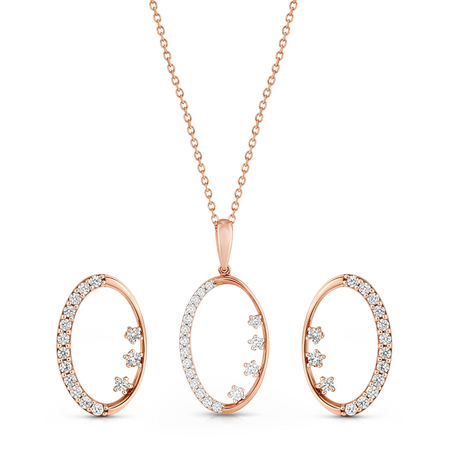 Ethereal Oval Pave Earring and Pendant Set Romance Collection