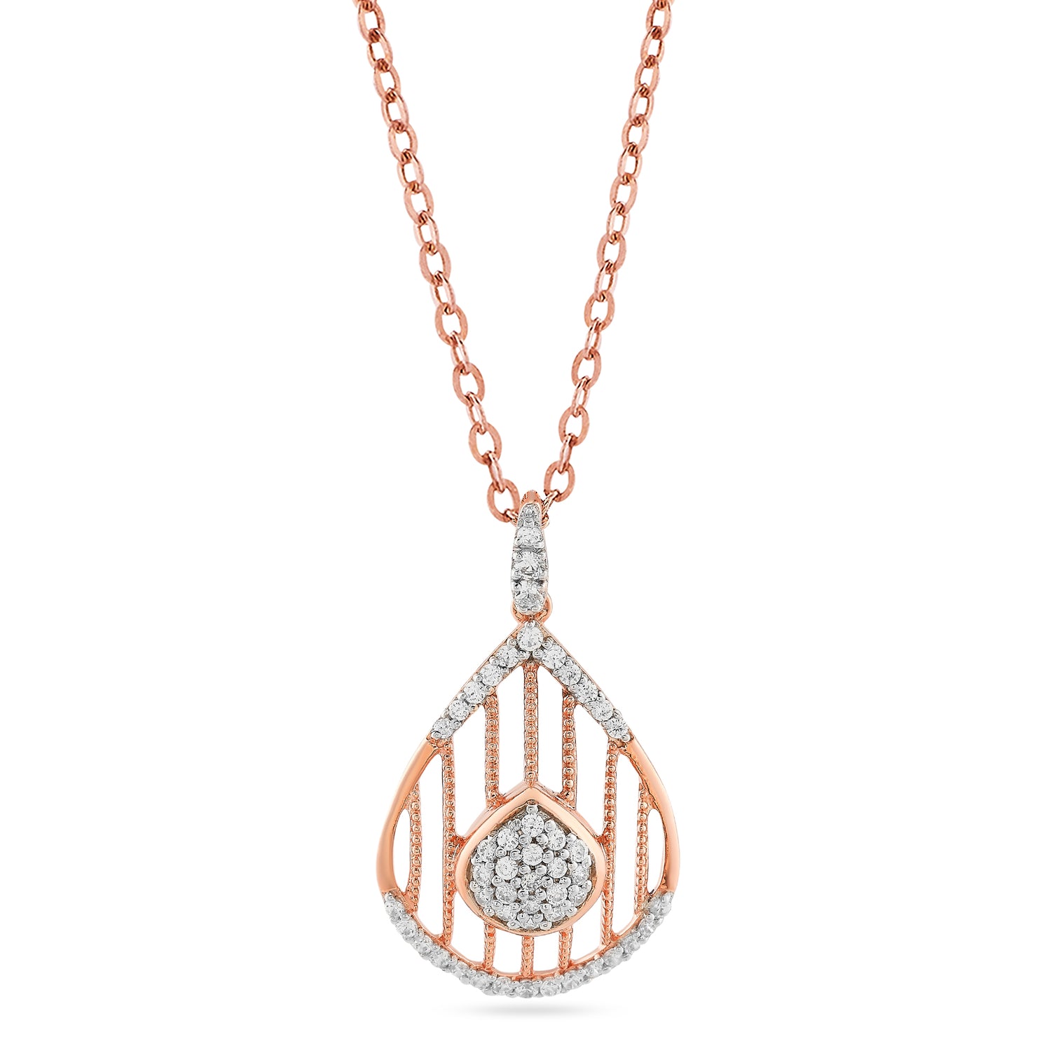 Elegant Radiance Openwork Pear Shaped Pendant For Graceful Everyday Wear