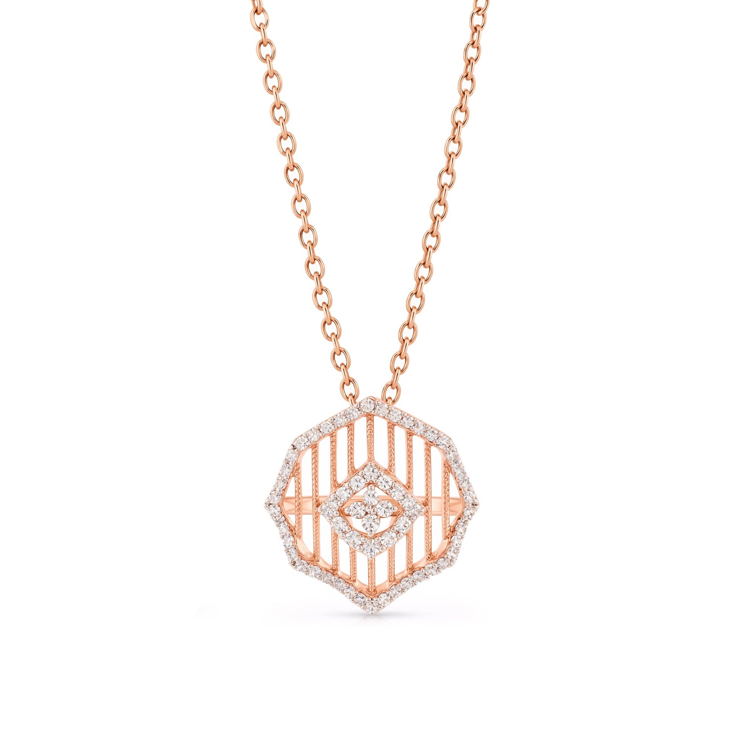 Modern Hexagon Frame Pendant with Structured Geometric Grace